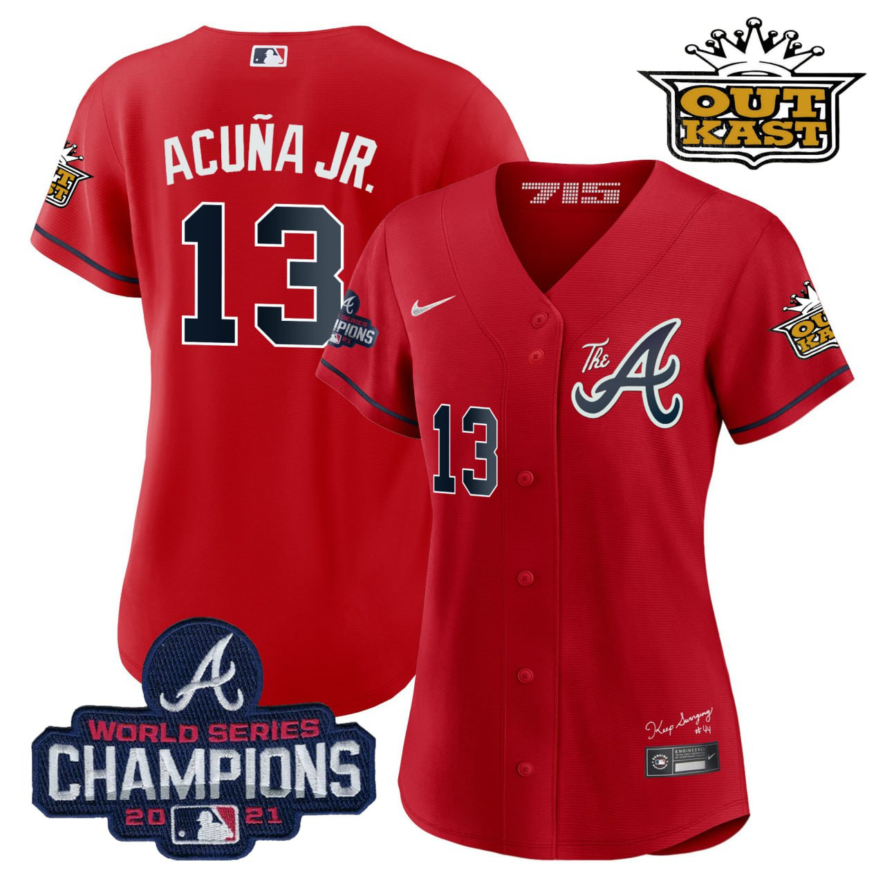 Women's Atlanta Braves Outkast Gold The A Baseball Jersey - All Stitched