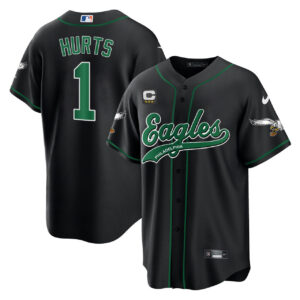 Eagles Kelly Black Baseball Jersey - All Stitched