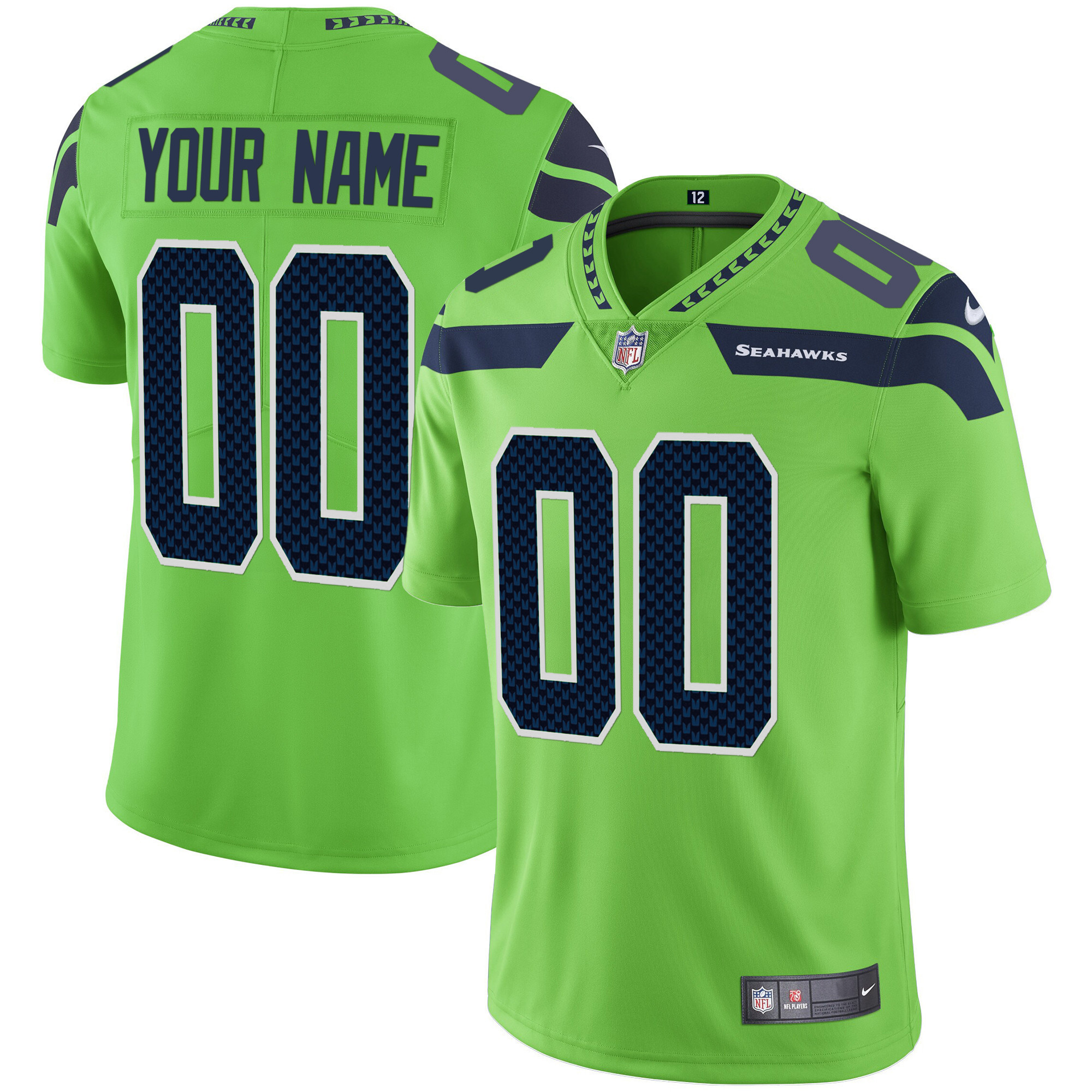 Seahawks Vapor Custom Jersey - All Stitched - Image 3