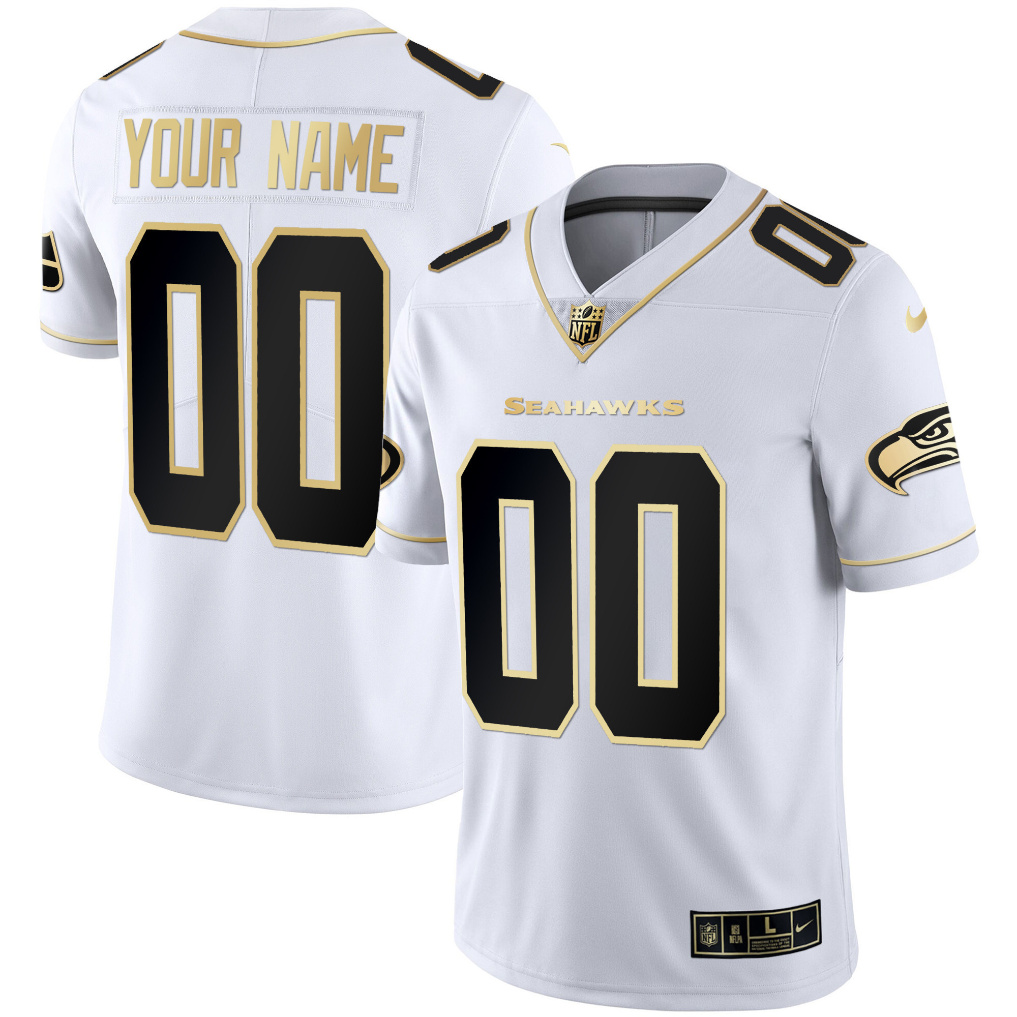 Seattle Seahawks Gold Player Custom Jersey - All Stitched