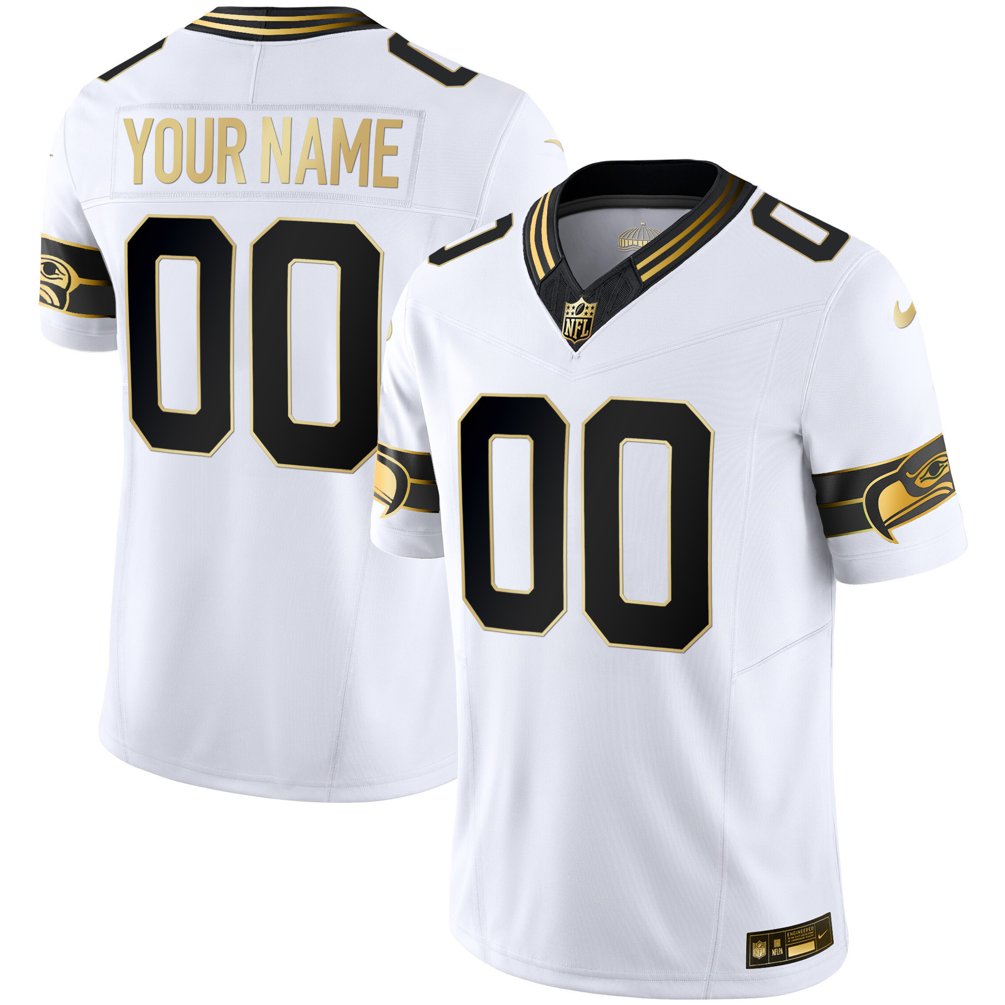 Seahawks Throwback & Gold Vapor Limited Custom Jersey - All Stitched - Image 5