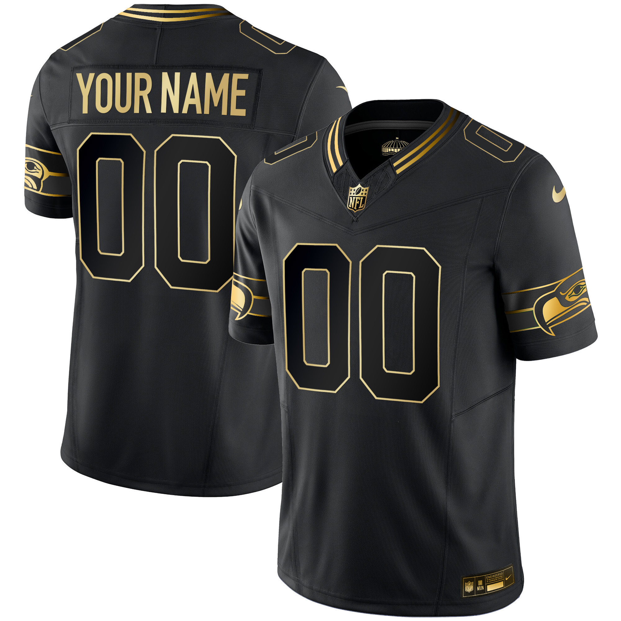 Seahawks Throwback & Gold Vapor Limited Custom Jersey - All Stitched - Image 6
