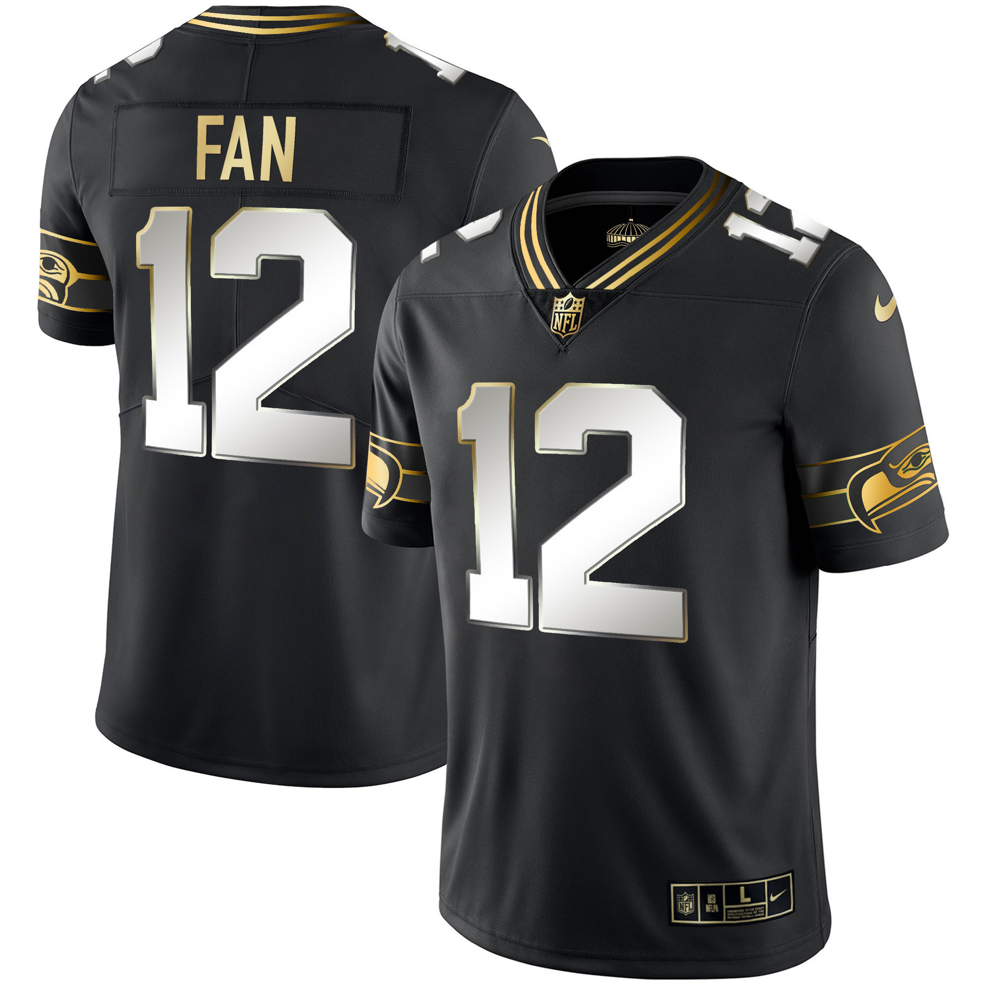 Men's Seahawks Throwback & Gold Jersey V2 - All Stitched - Image 42