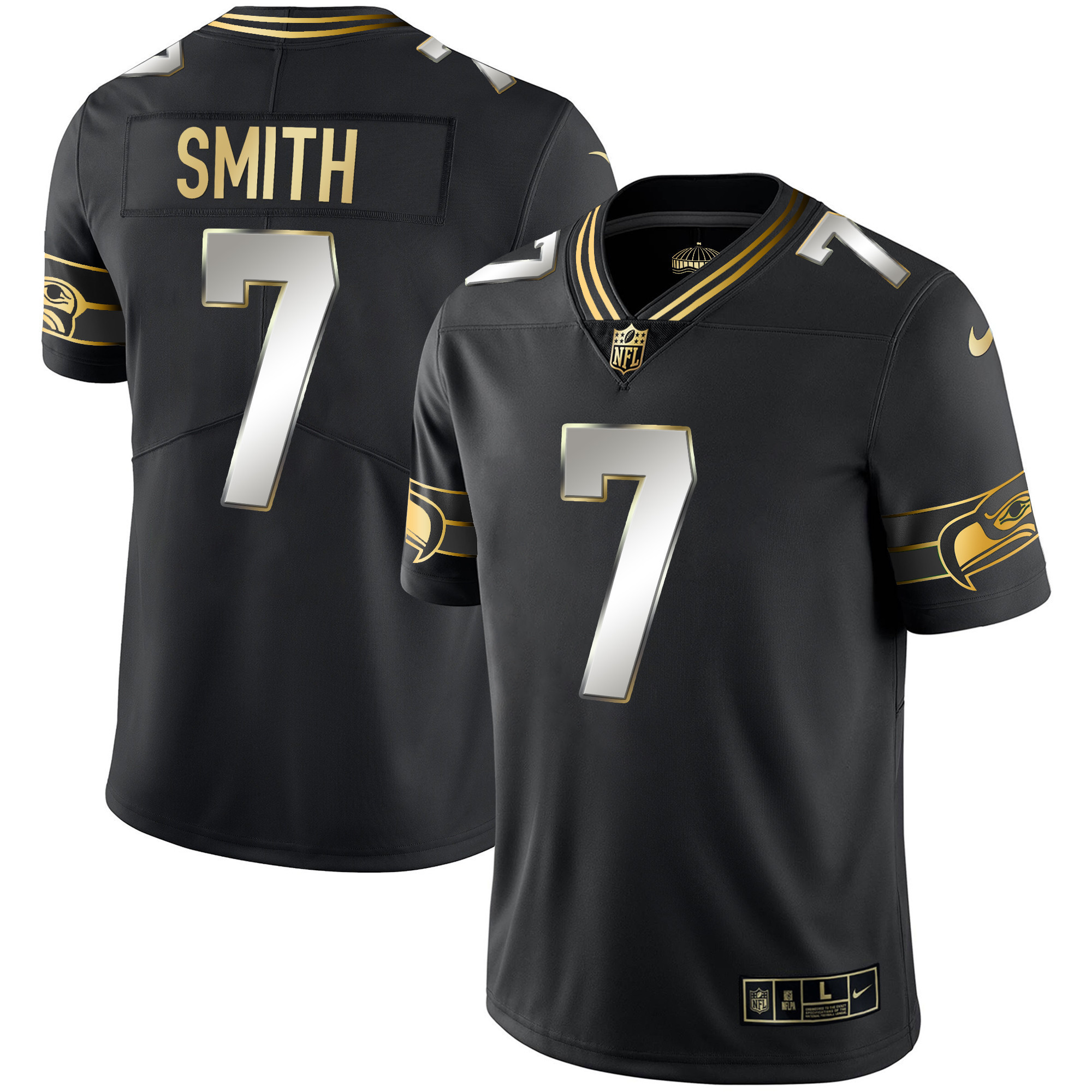 Men's Seahawks Throwback & Gold Jersey V2 - All Stitched - Image 38