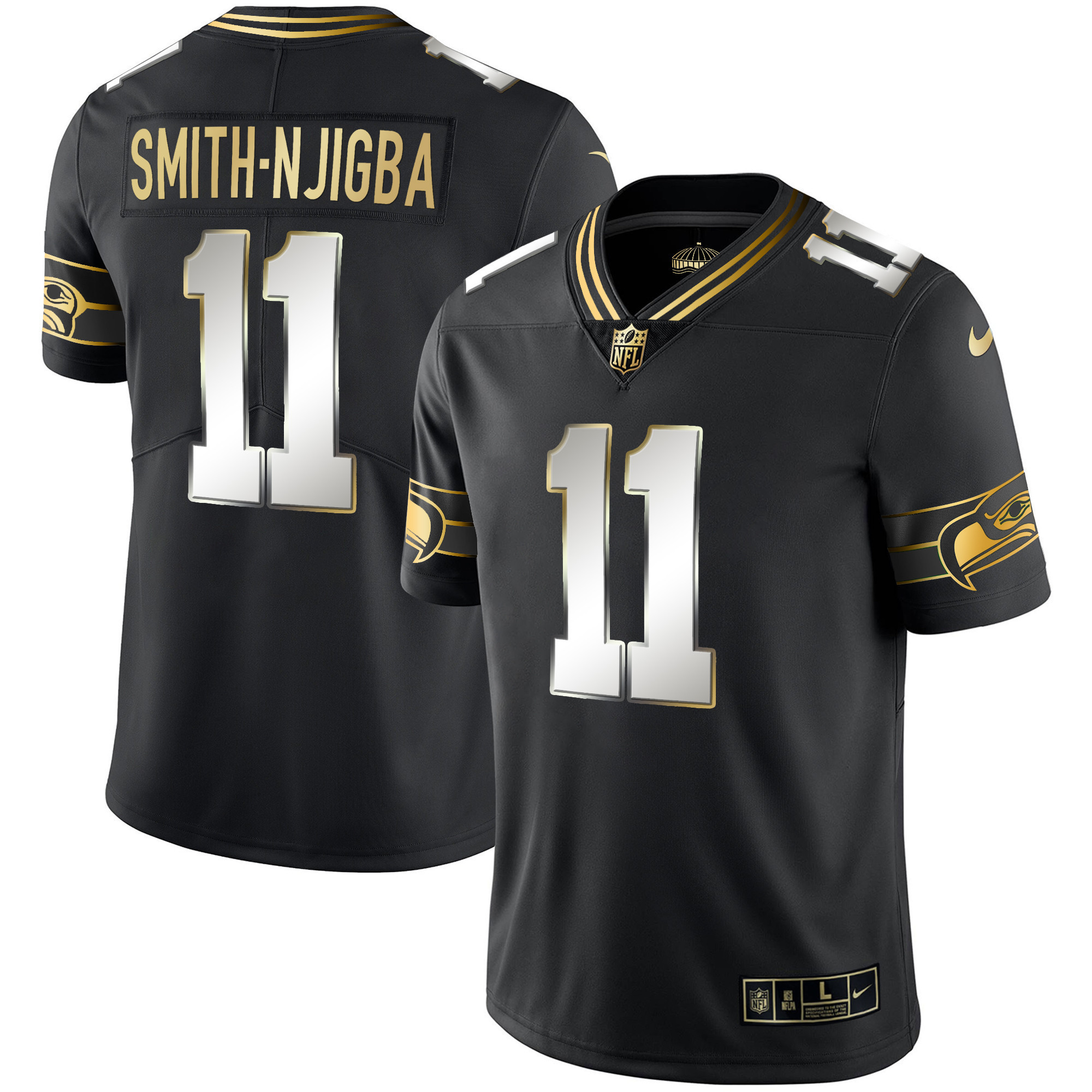 Men's Seahawks Throwback & Gold Jersey V2 - All Stitched - Image 36