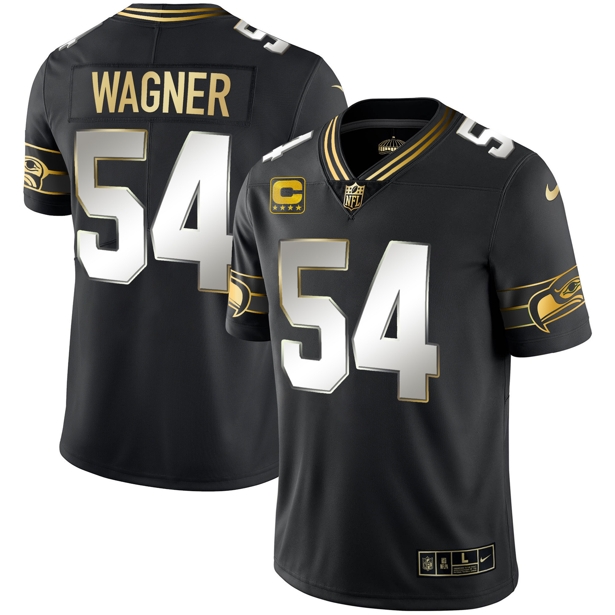 Men's Seahawks Throwback & Gold Jersey V2 - All Stitched - Image 37