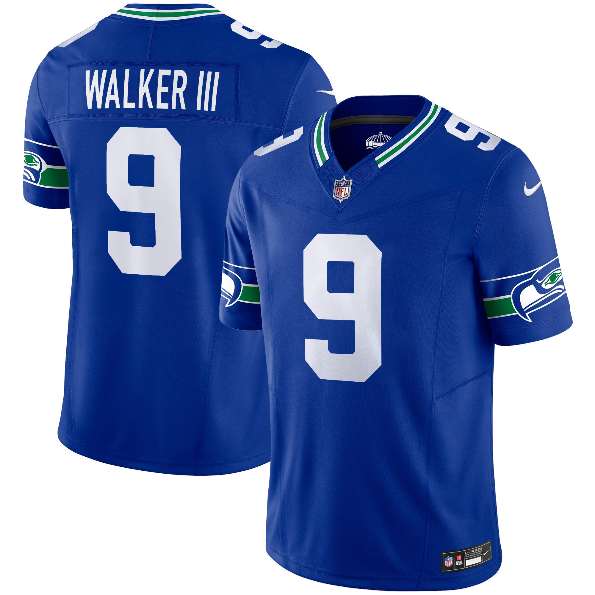 Men's Seahawks Throwback & Gold Vapor Limited Jersey V2 - All Stitched - Image 19