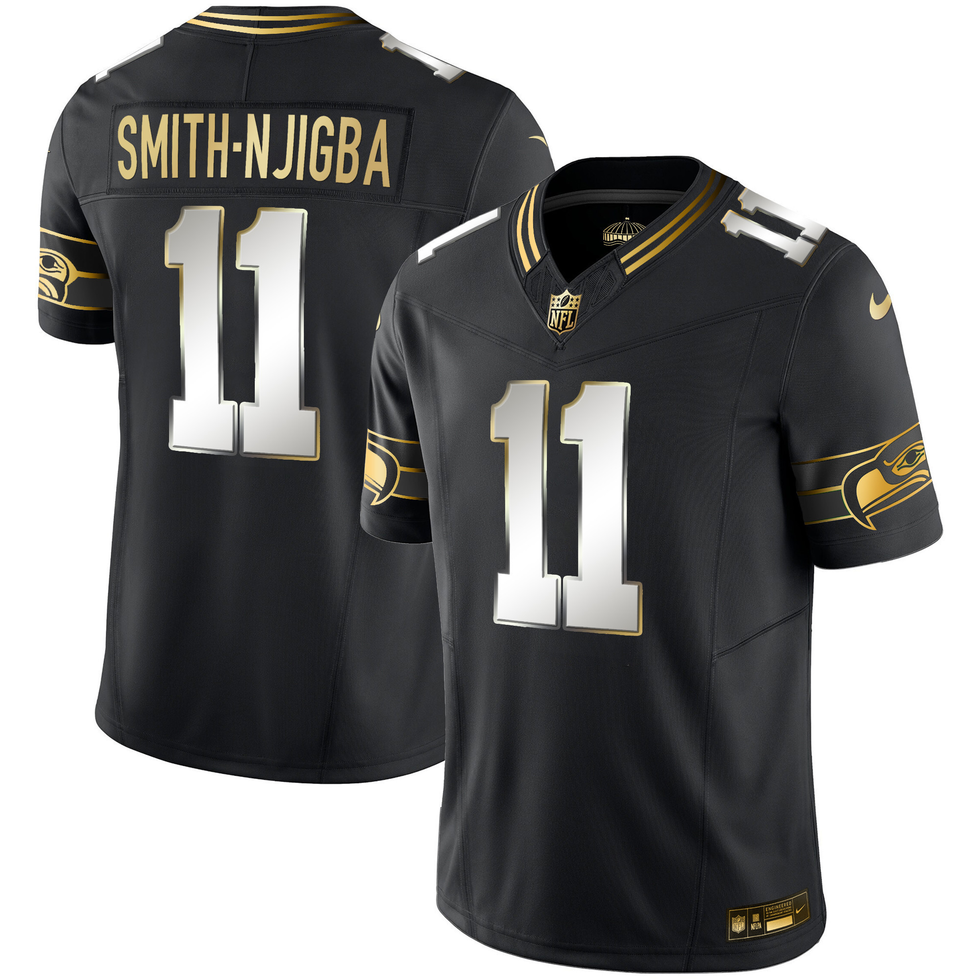 Men's Seahawks Throwback & Gold Vapor Limited Jersey V2 - All Stitched - Image 36