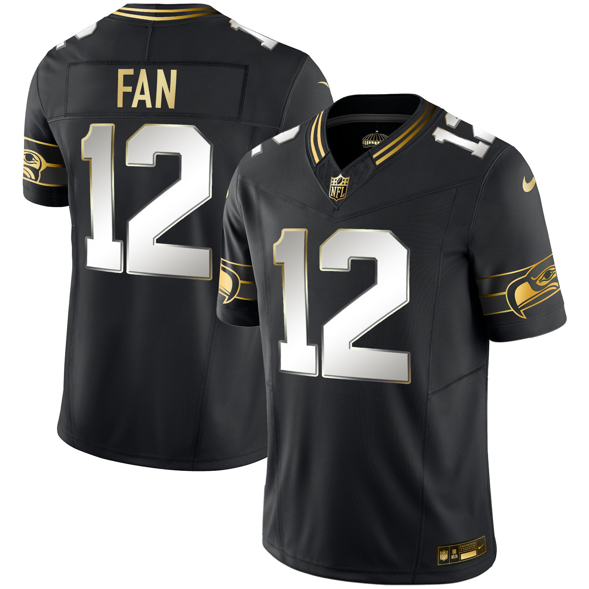 Men's Seahawks Throwback & Gold Vapor Limited Jersey V2 - All Stitched - Image 42