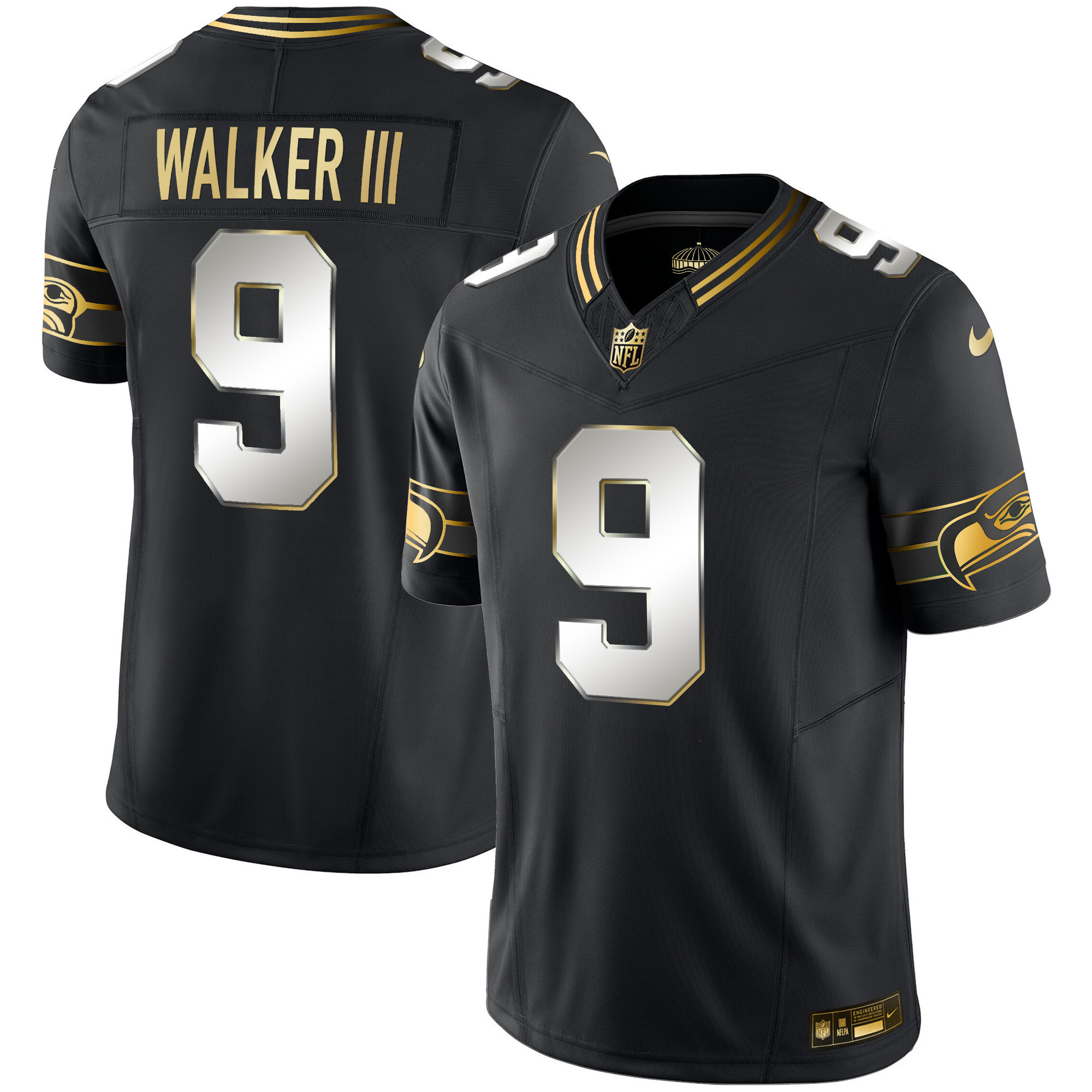 Men's Seahawks Throwback & Gold Vapor Limited Jersey V2 - All Stitched - Image 40