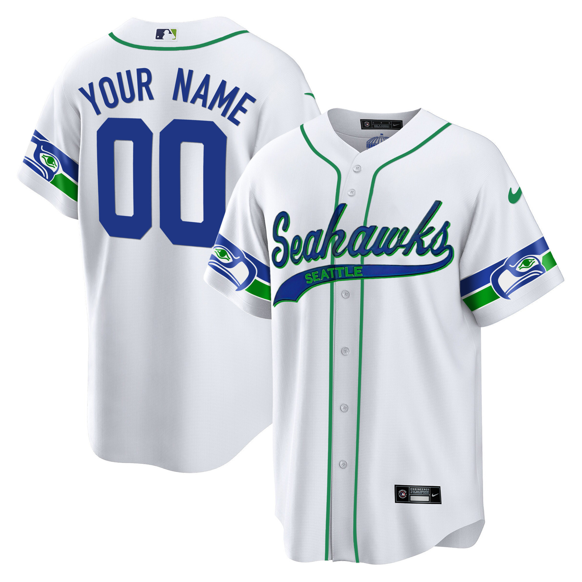 Seahawks Throwback & Gold Cool Base Custom Jersey V2 - All Stitched - Image 4