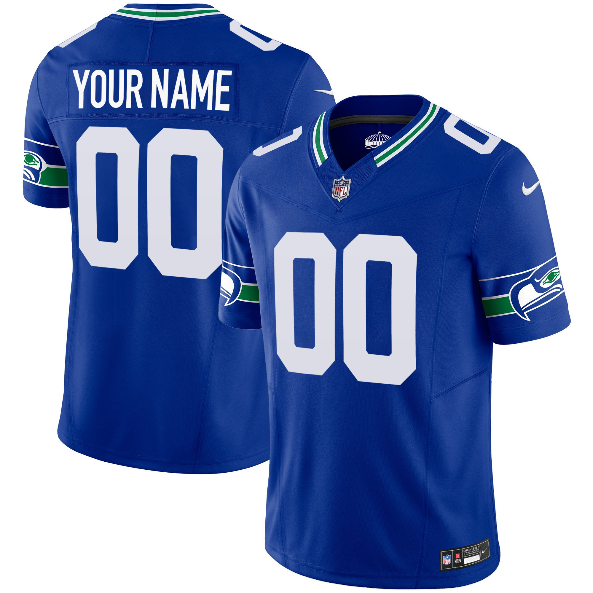 Seahawks Throwback & Gold Vapor Limited Custom Jersey V2 - All Stitched - Image 3