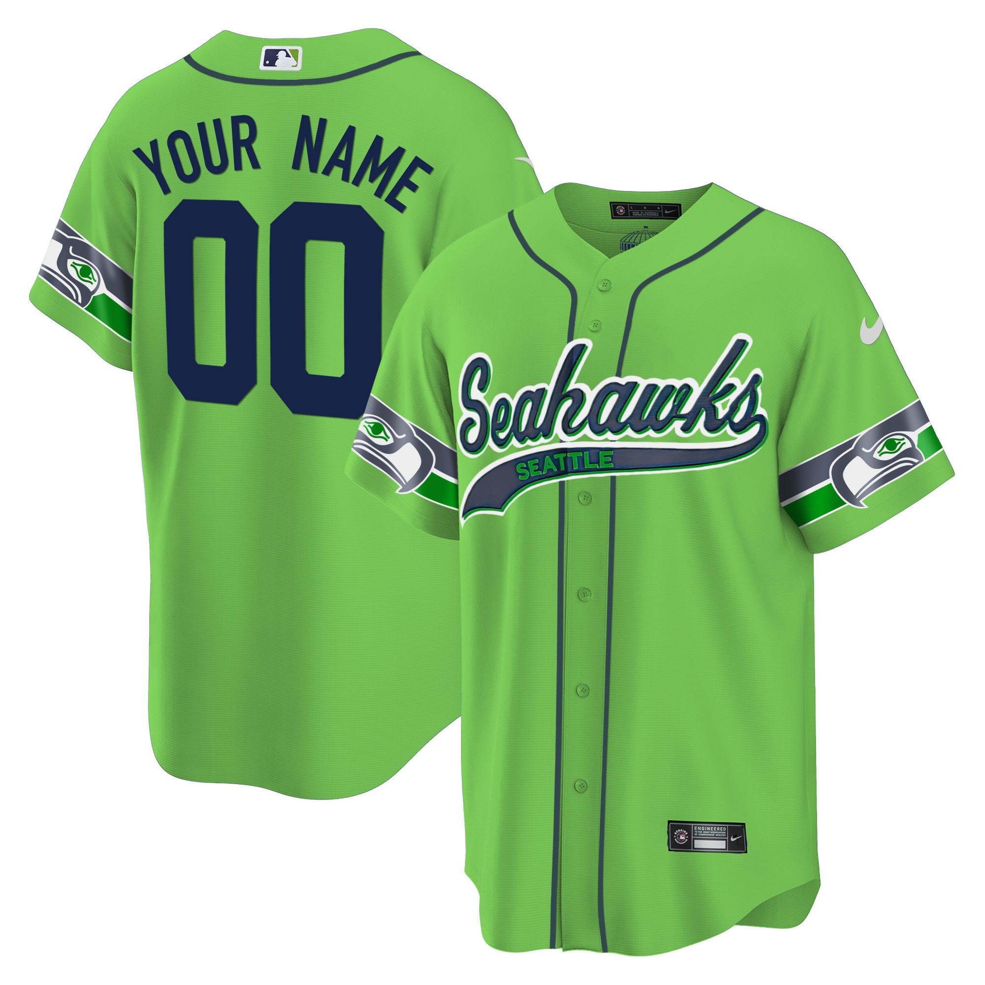 Seahawks Throwback & Gold Cool Base Custom Jersey V2 - All Stitched - Image 2