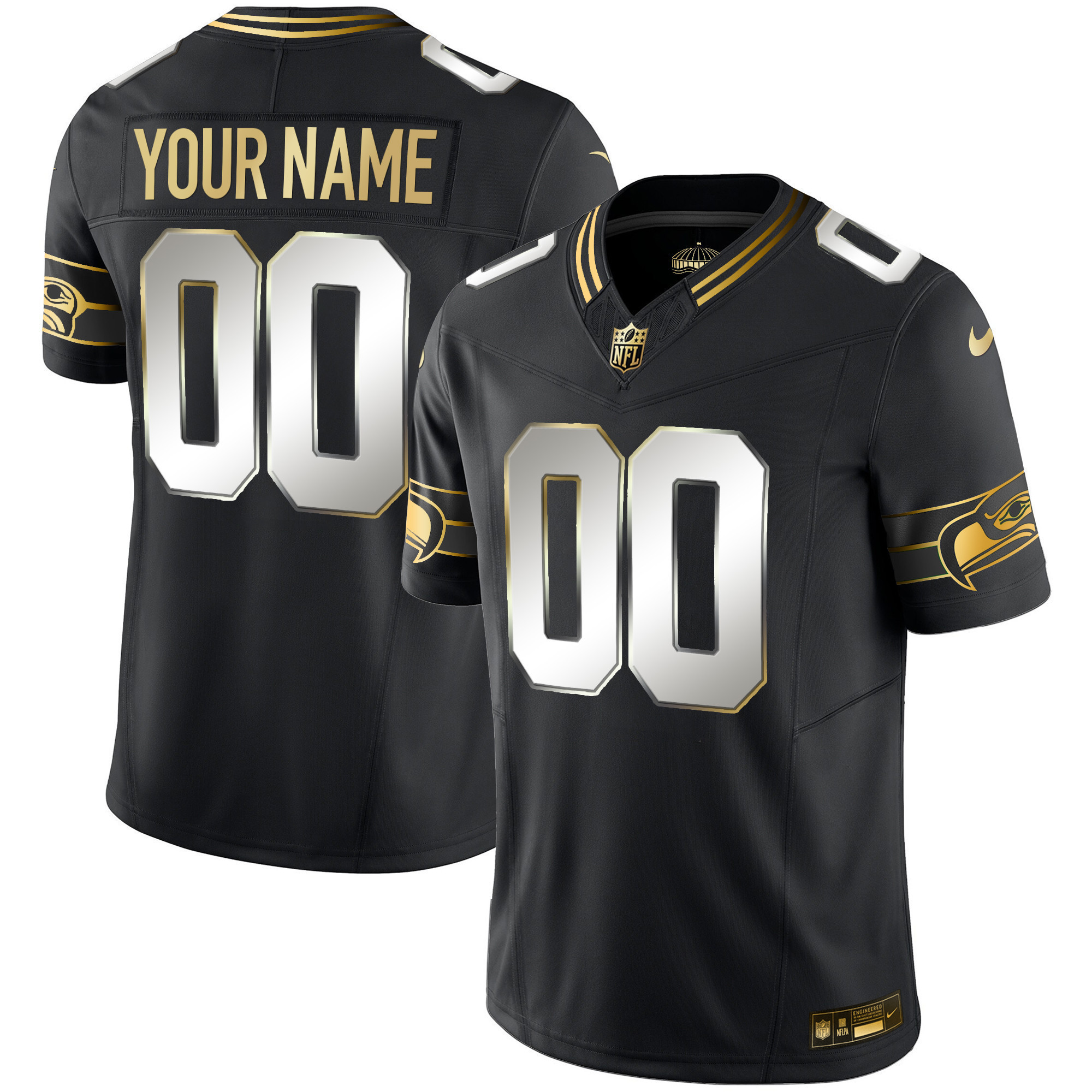 Seahawks Throwback & Gold Vapor Limited Custom Jersey V2 - All Stitched - Image 6