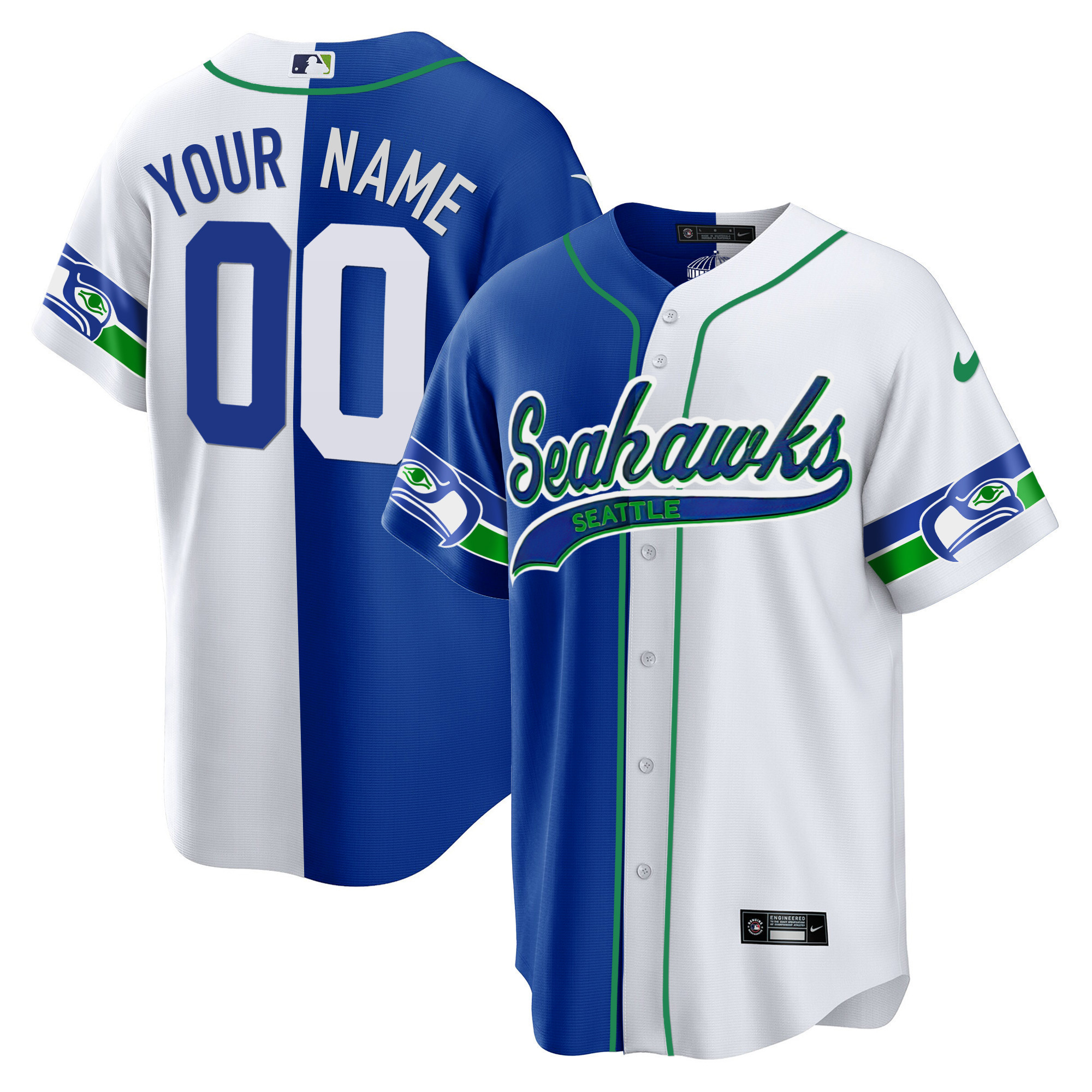 Seahawks Throwback & Gold Cool Base Custom Jersey V2 - All Stitched - Image 5
