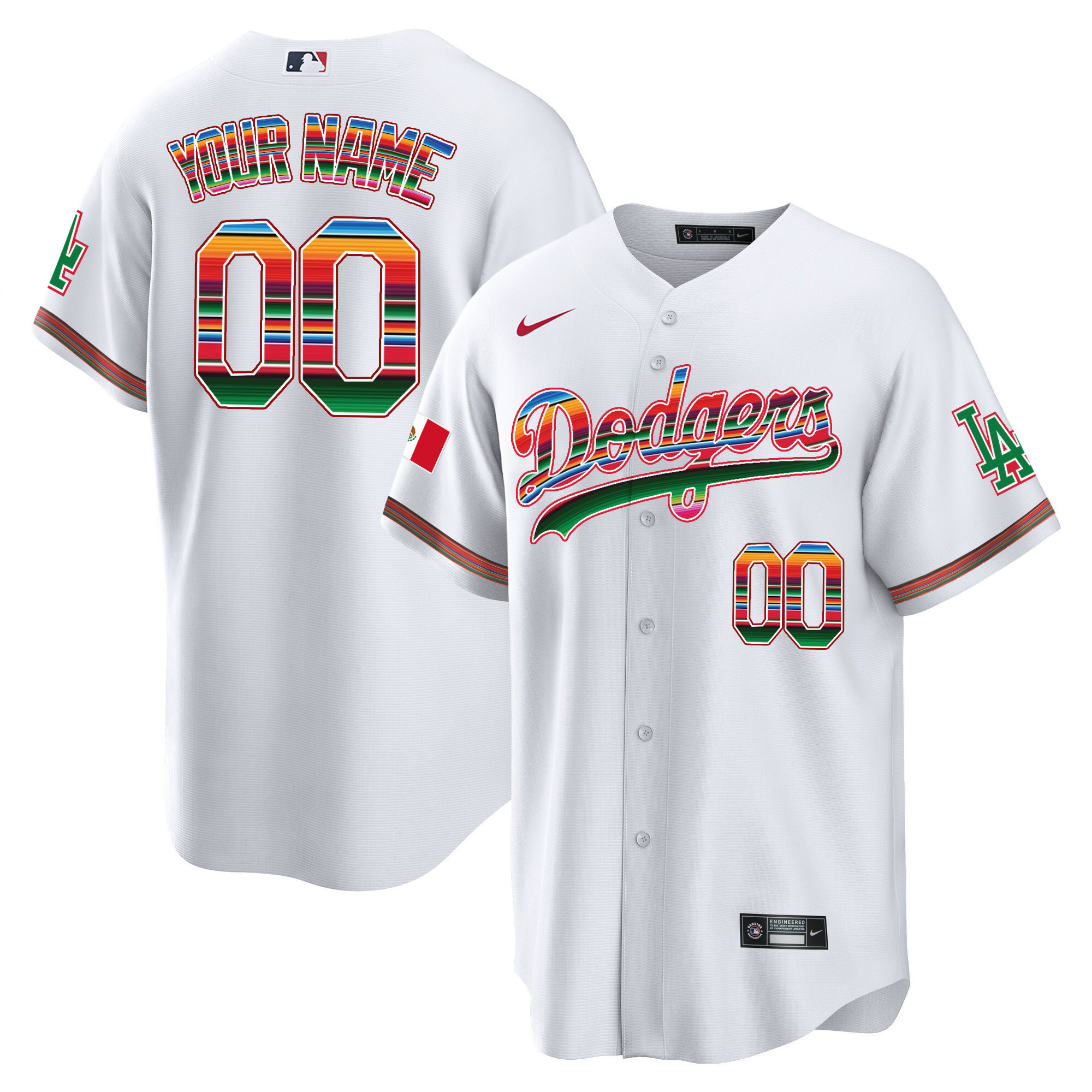Dodgers Mexico Cool Base Limited Custom Jersey - All Stitched