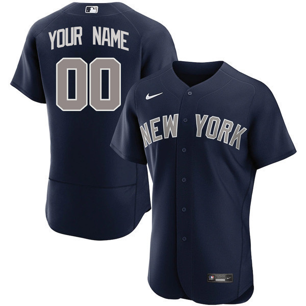 New York Yankees Custom Name And Number Navy Jersey - All Stitched - Image 2