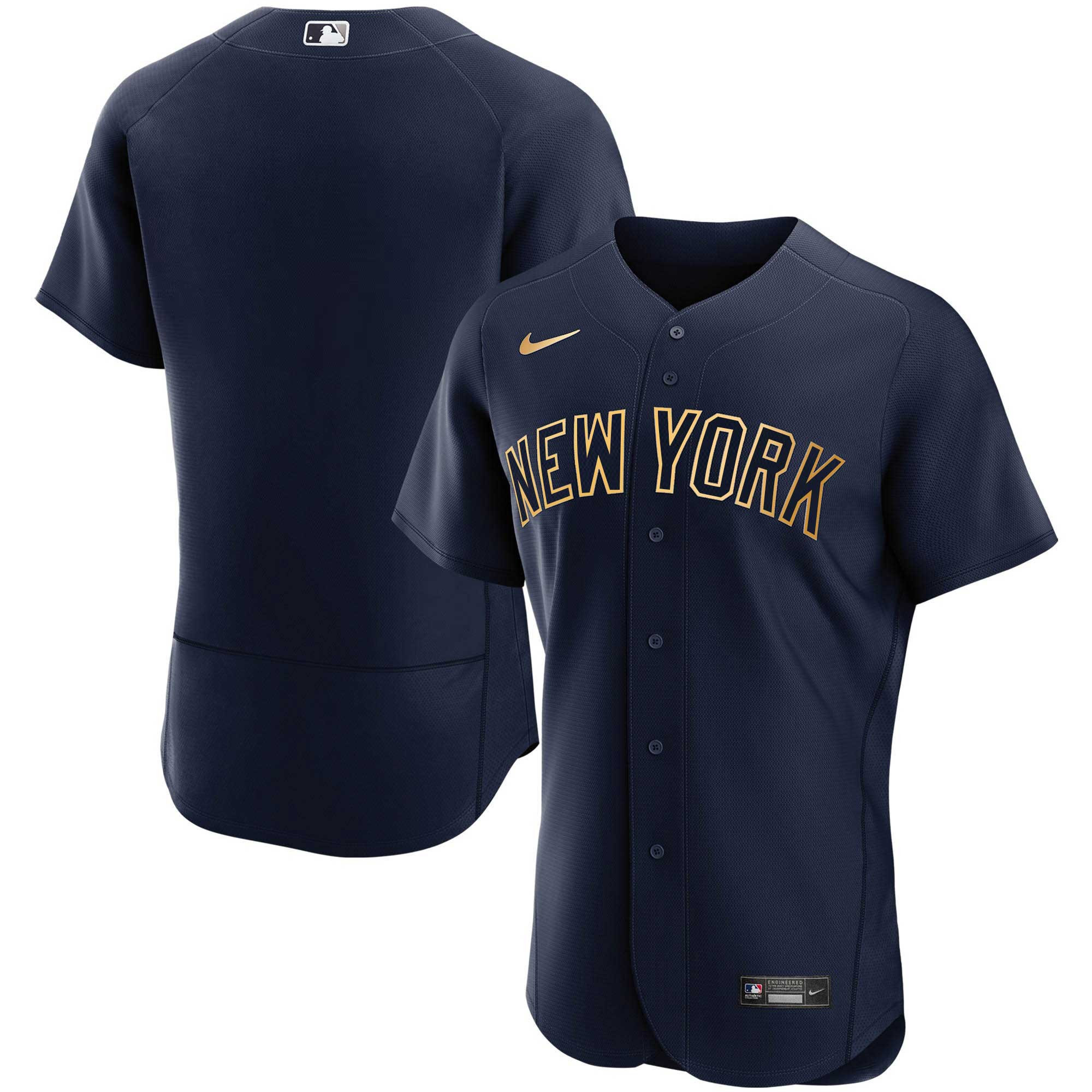 New York Yankees Navy Gold Jersey - All Stitched - Image 8