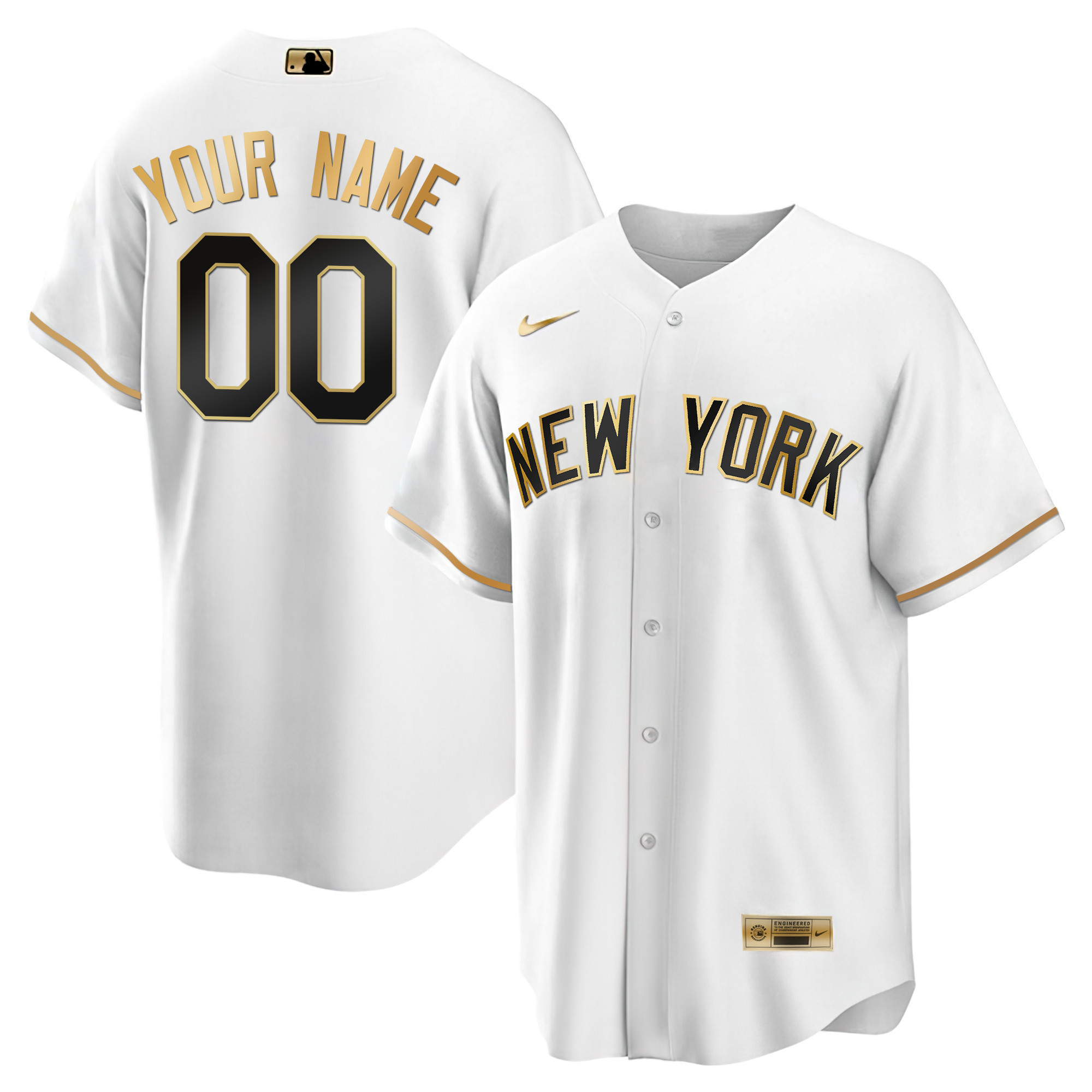 New York Yankees Gold Custom Jersey - All Stitched - Image 4