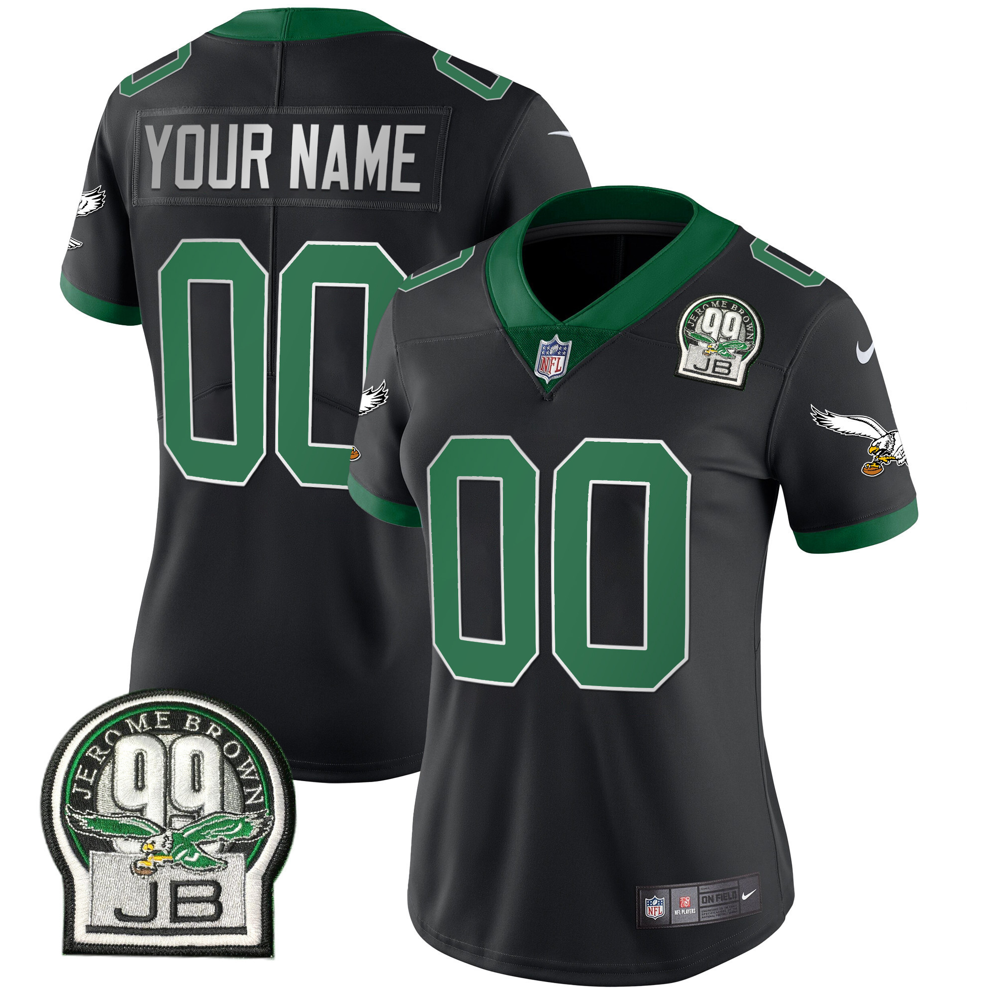 Eagles Jerome Brown Retired Patch Gold & Kelly Custom Jersey - All Stitched - Image 10