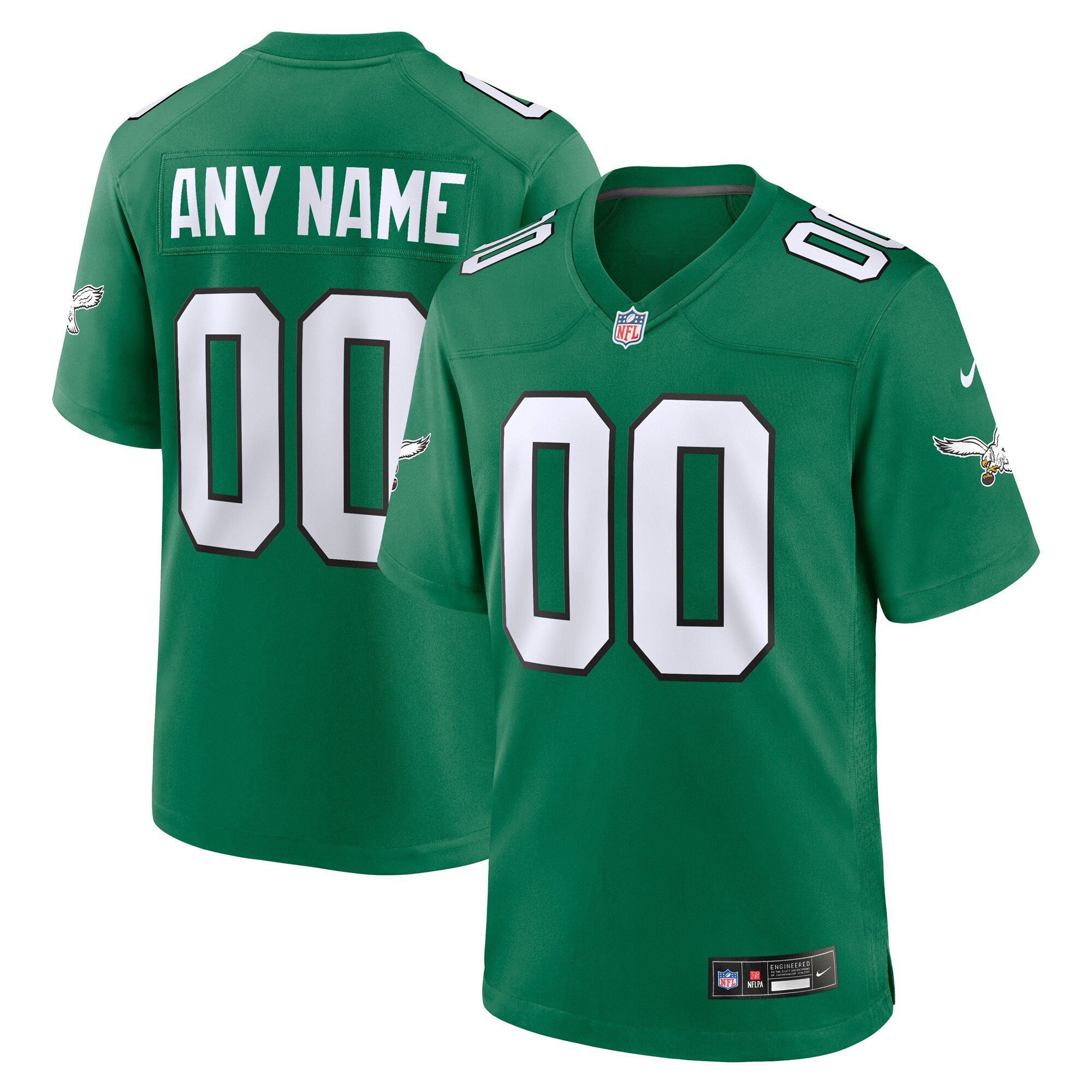 Philadelphia Eagles Alternate Custom Game Jersey - Kelly Green - All Stitched