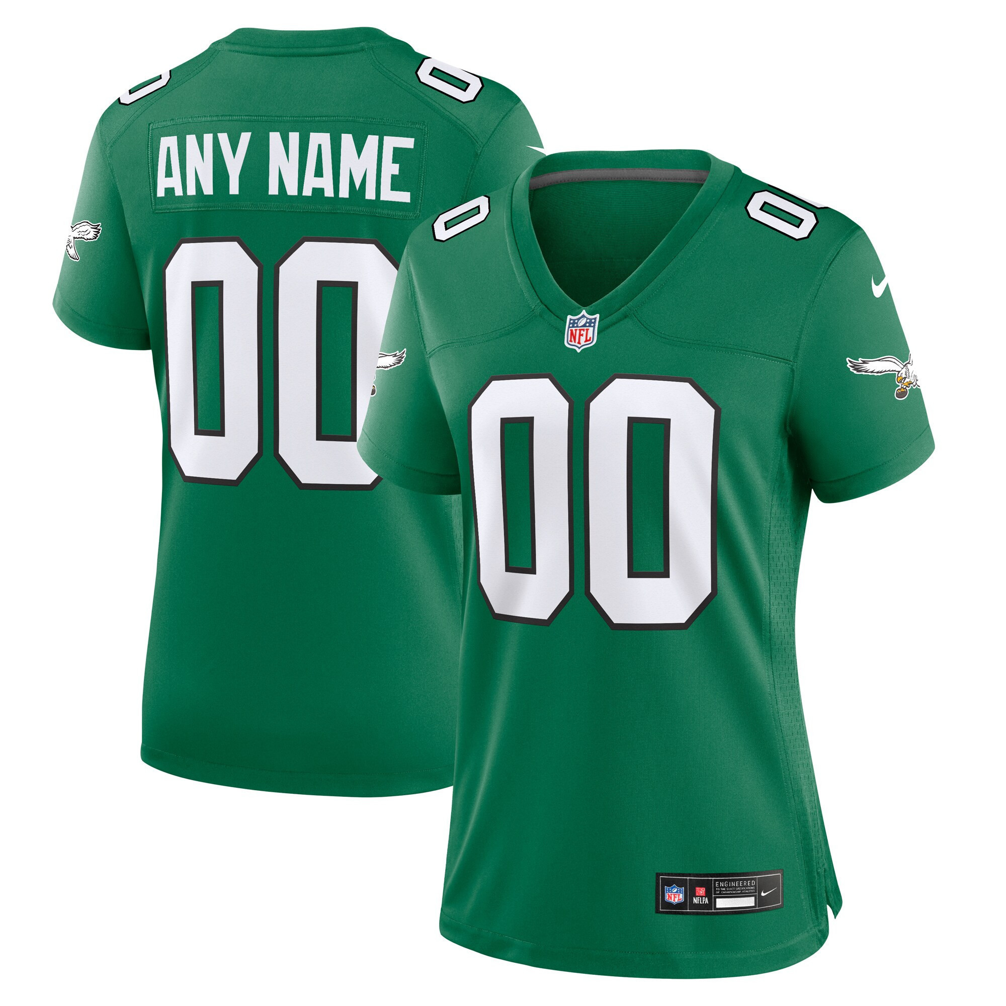 Philadelphia Eagles Alternate Custom Game Jersey - Kelly Green - All Stitched - Image 2