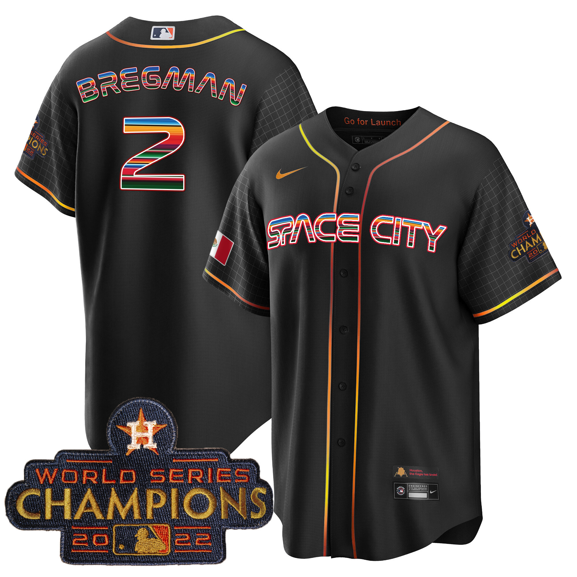 Men's Astros Space City Mexico Cool Base Jersey - All Stitched - Image 18