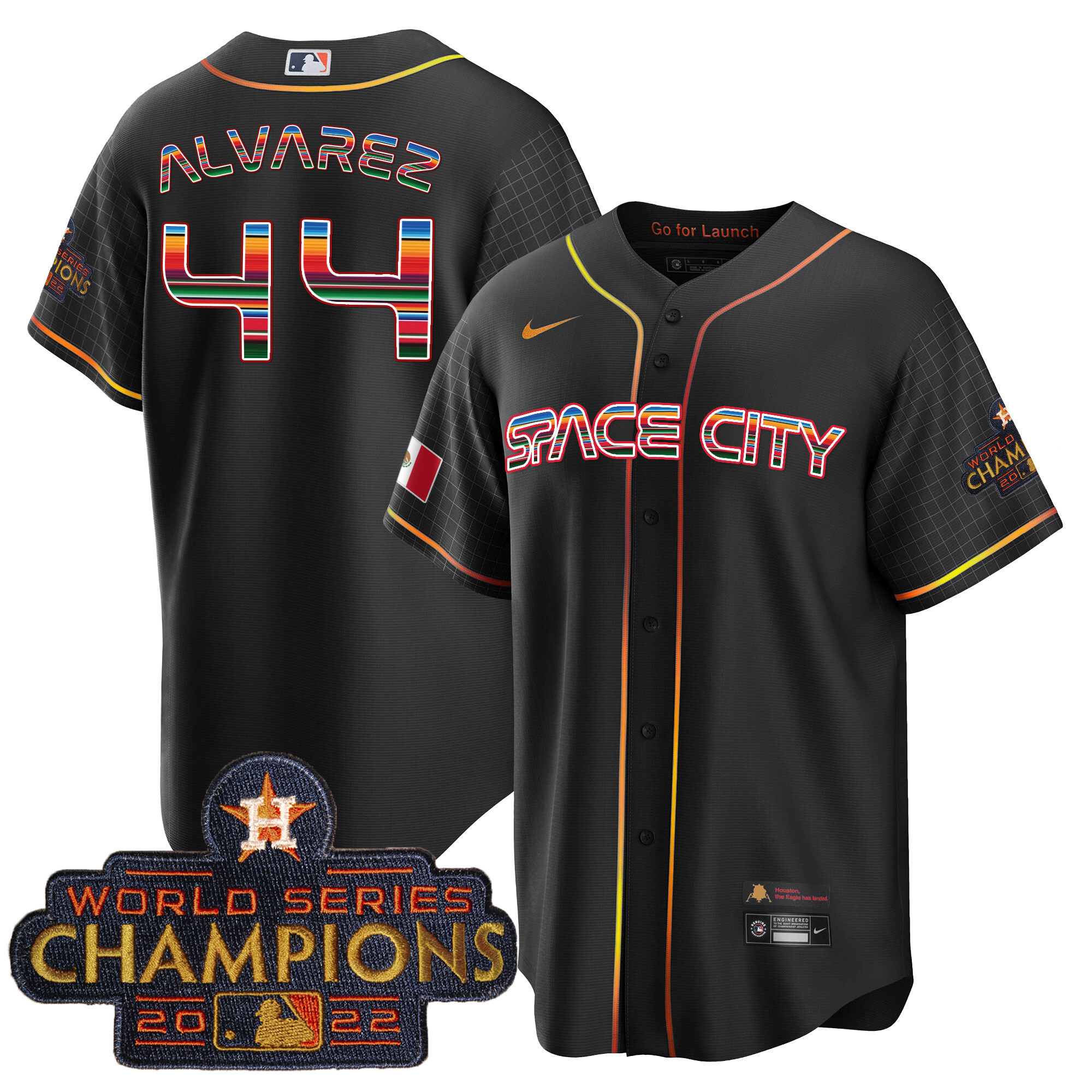 Men's Astros Space City Mexico Cool Base Jersey - All Stitched - Image 20
