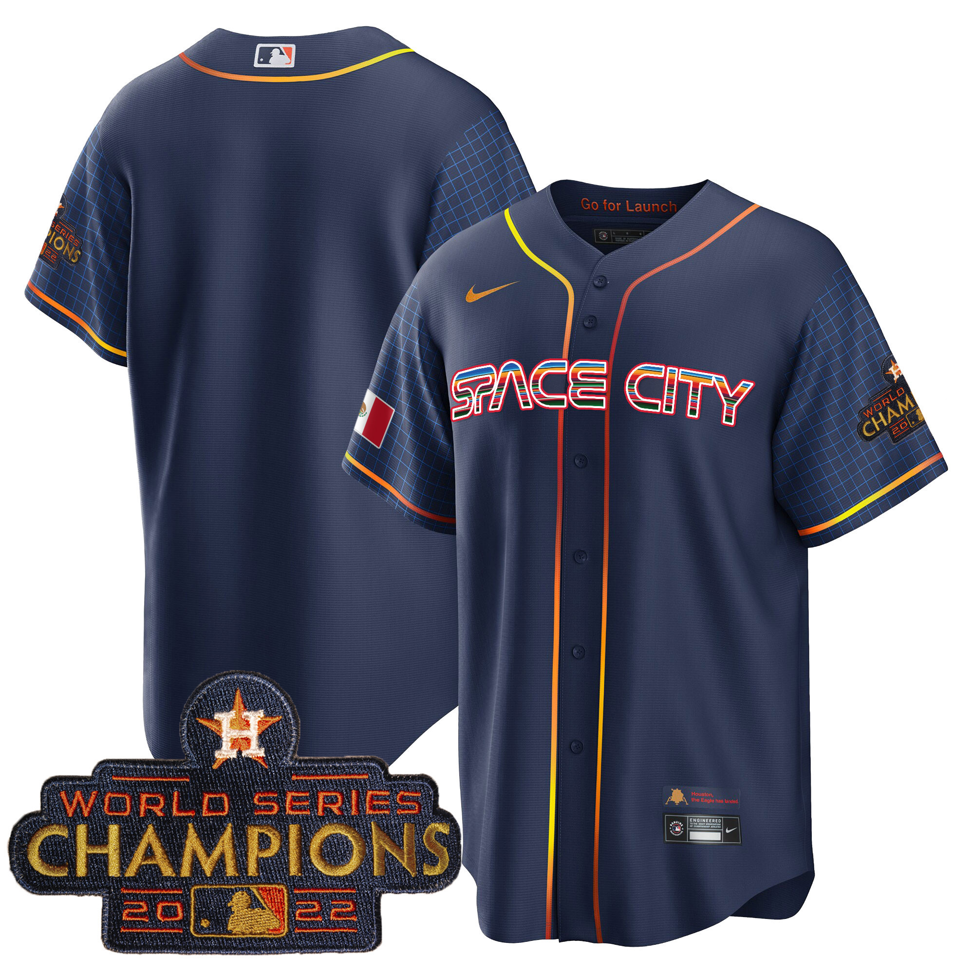 Men's Astros Space City Mexico Cool Base Jersey - All Stitched - Image 16