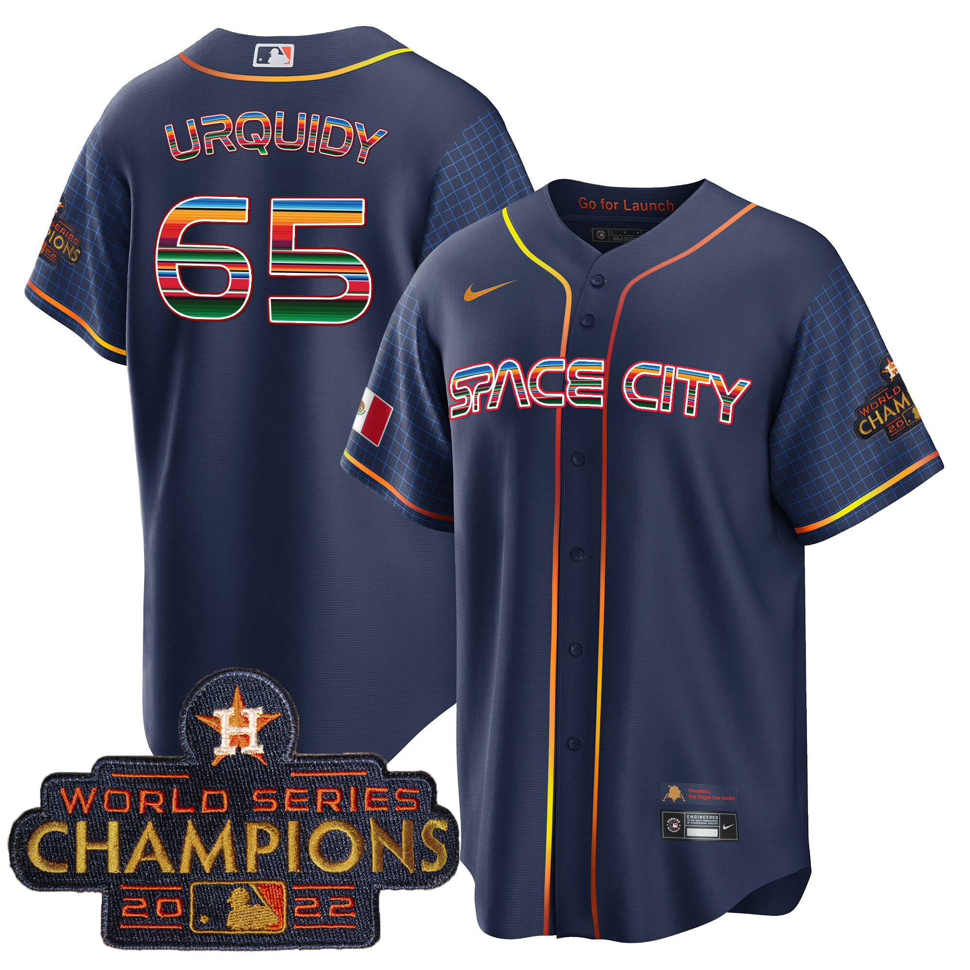 Men's Astros Space City Mexico Cool Base Jersey - All Stitched - Image 15