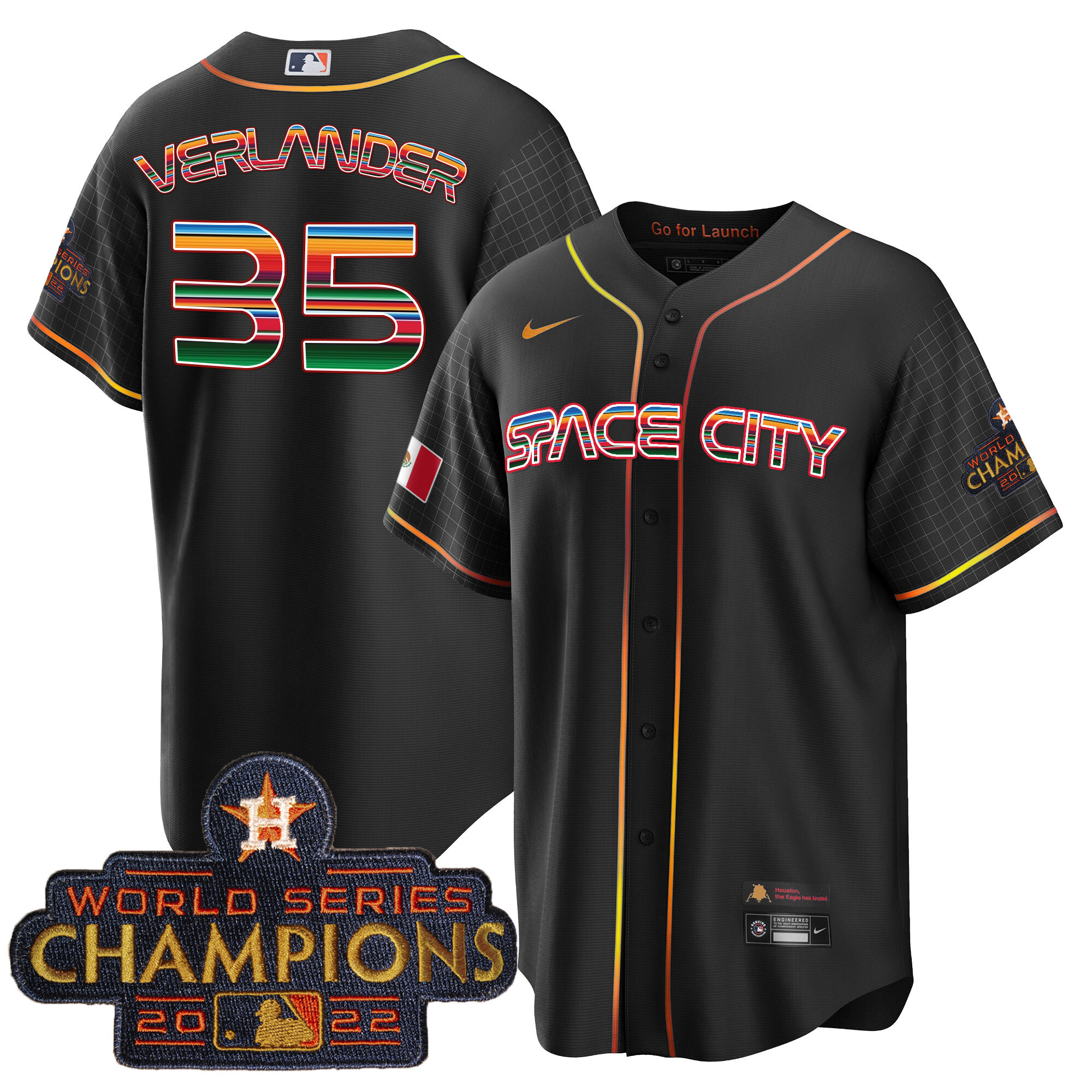 Men's Astros Space City Mexico Cool Base Jersey - All Stitched - Image 21