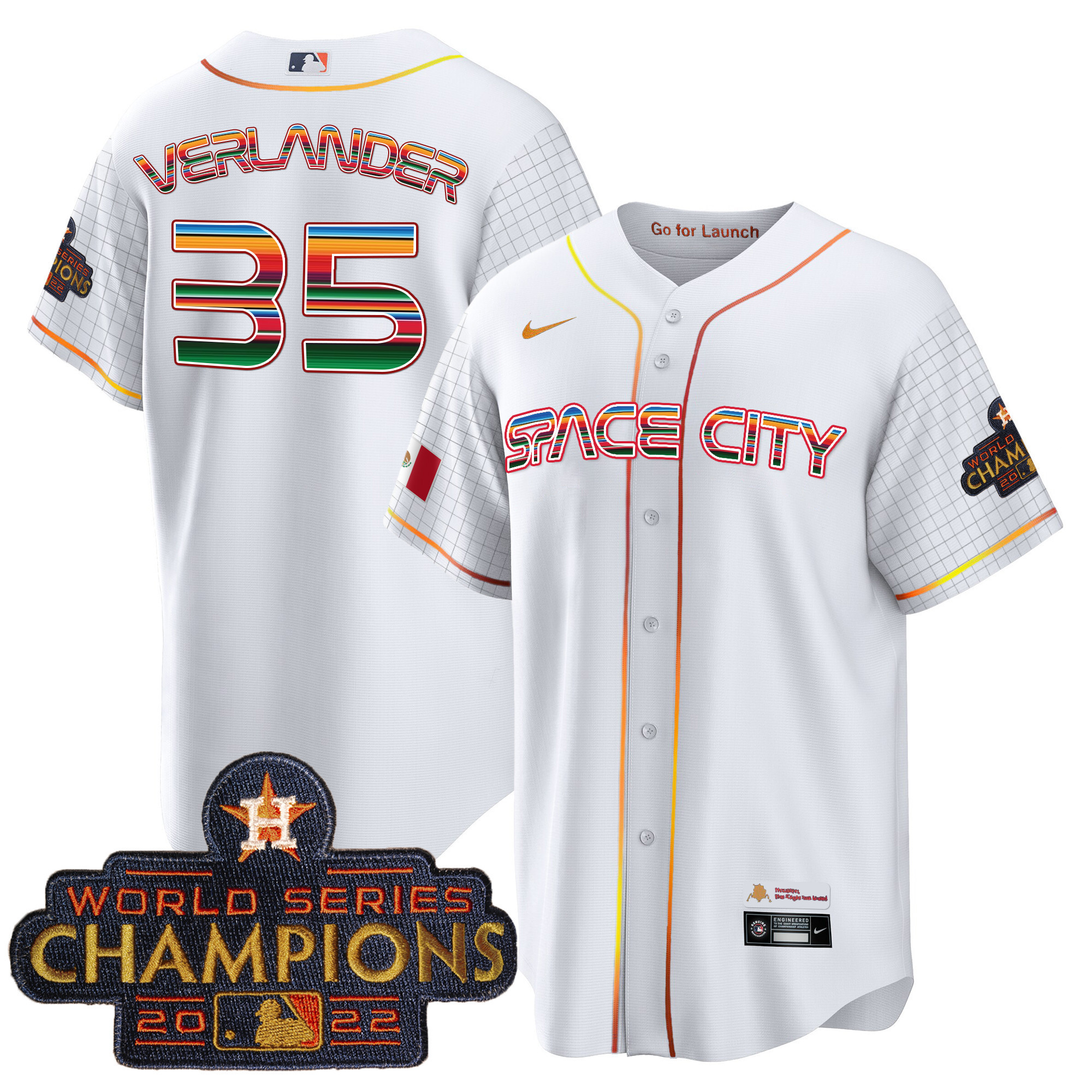 Men's Astros Space City Mexico Cool Base Jersey - All Stitched - Image 5