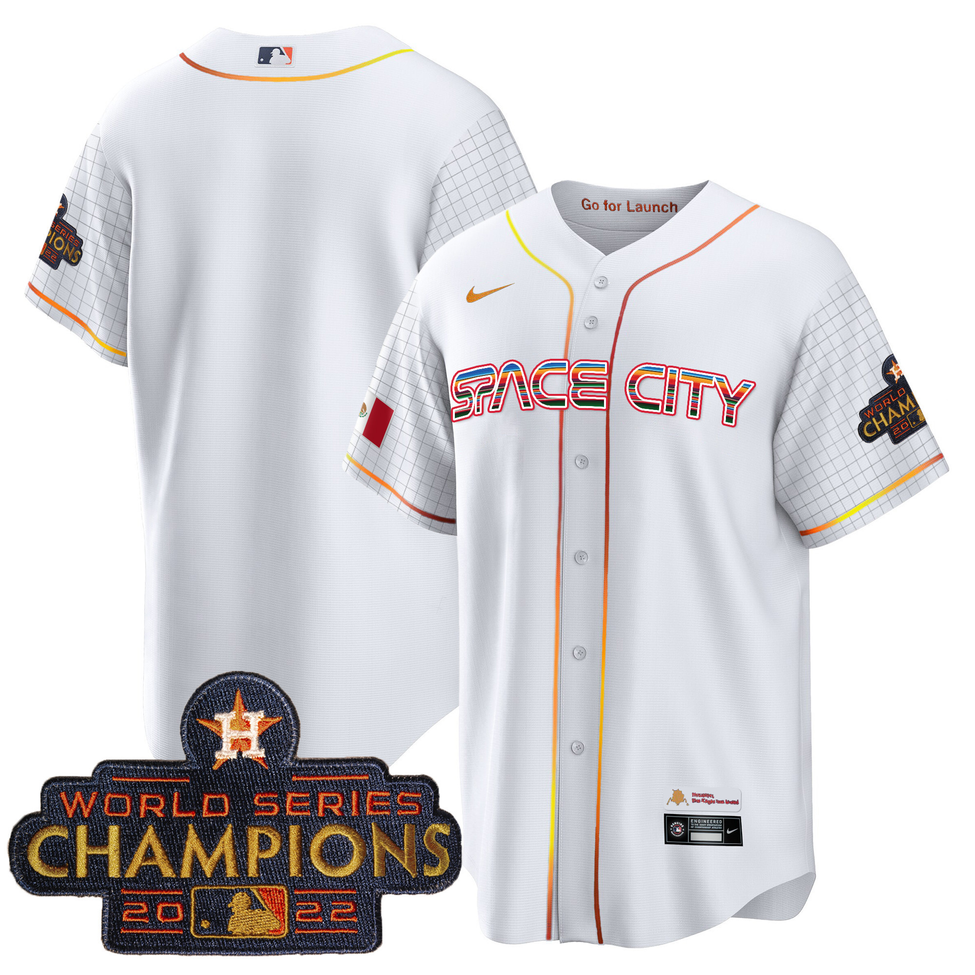 Men's Astros Space City Mexico Cool Base Jersey - All Stitched - Image 8