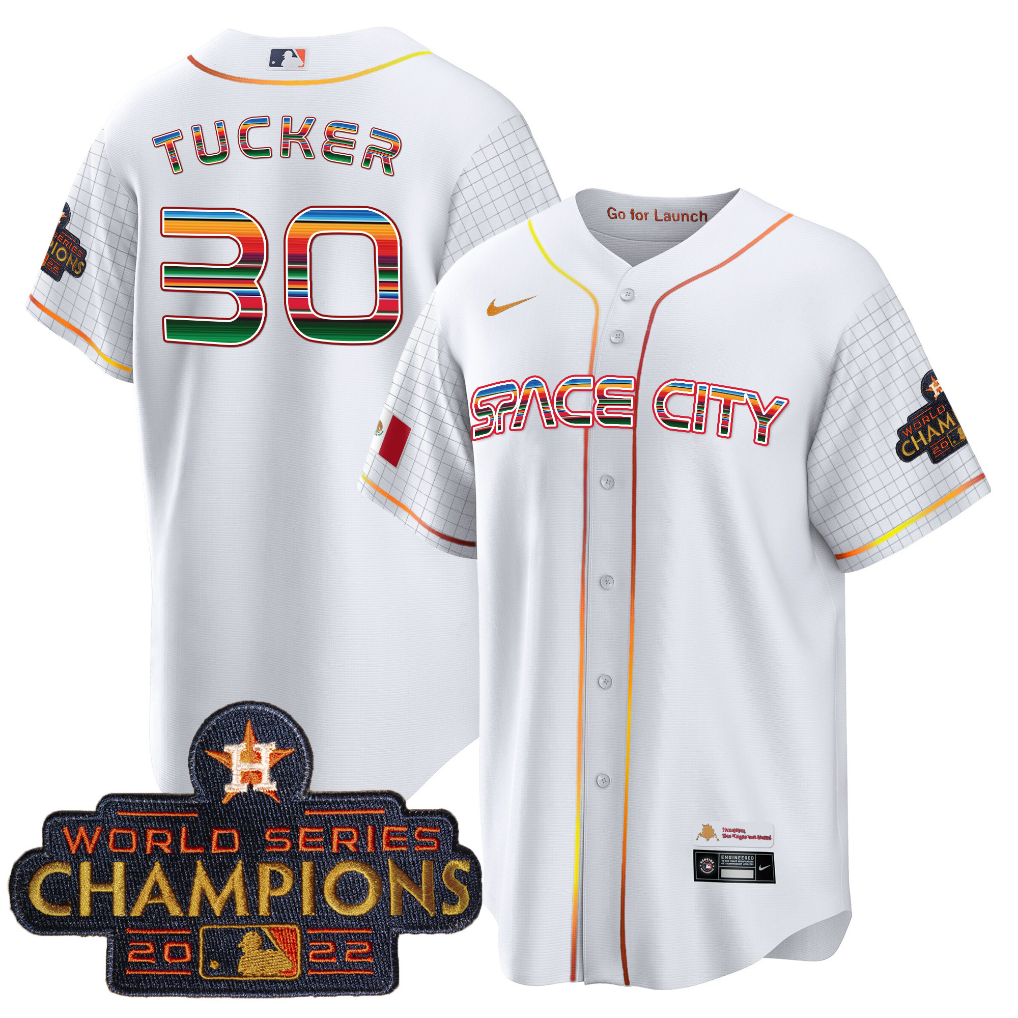 Men's Astros Space City Mexico Cool Base Jersey - All Stitched - Image 6
