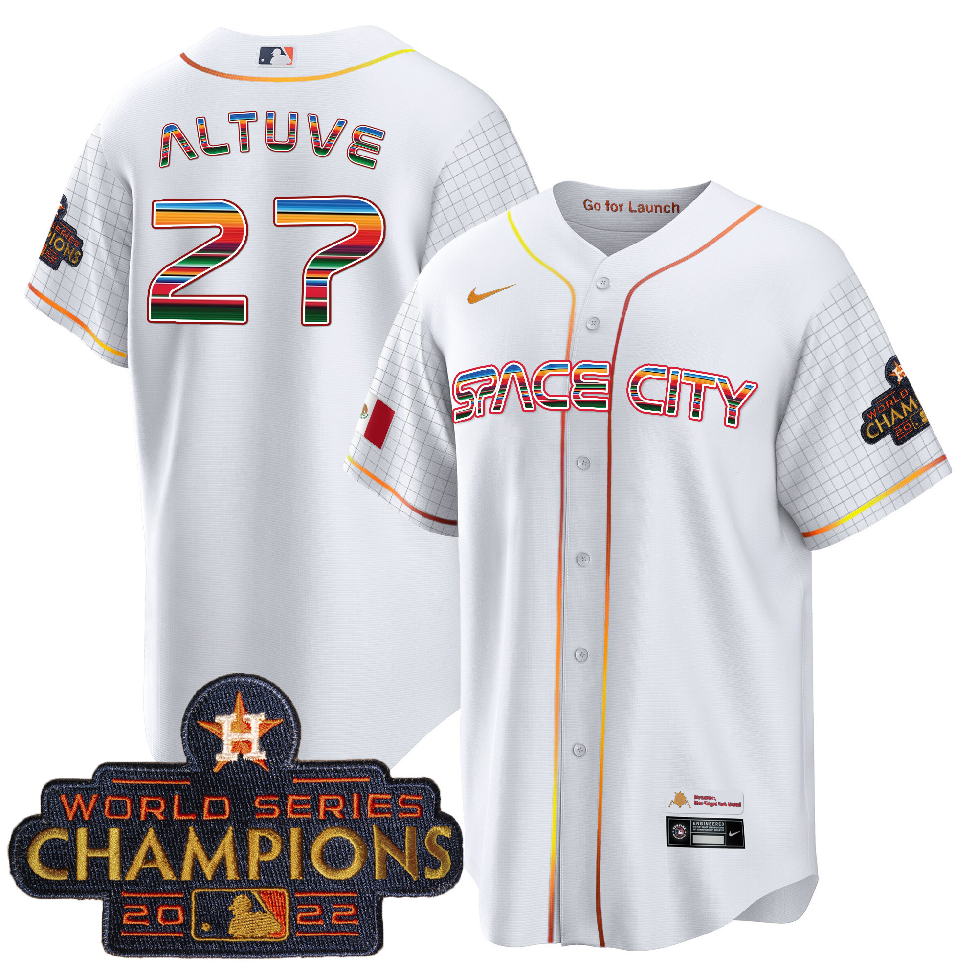 Men's Astros Space City Mexico Cool Base Jersey - All Stitched - Image 3