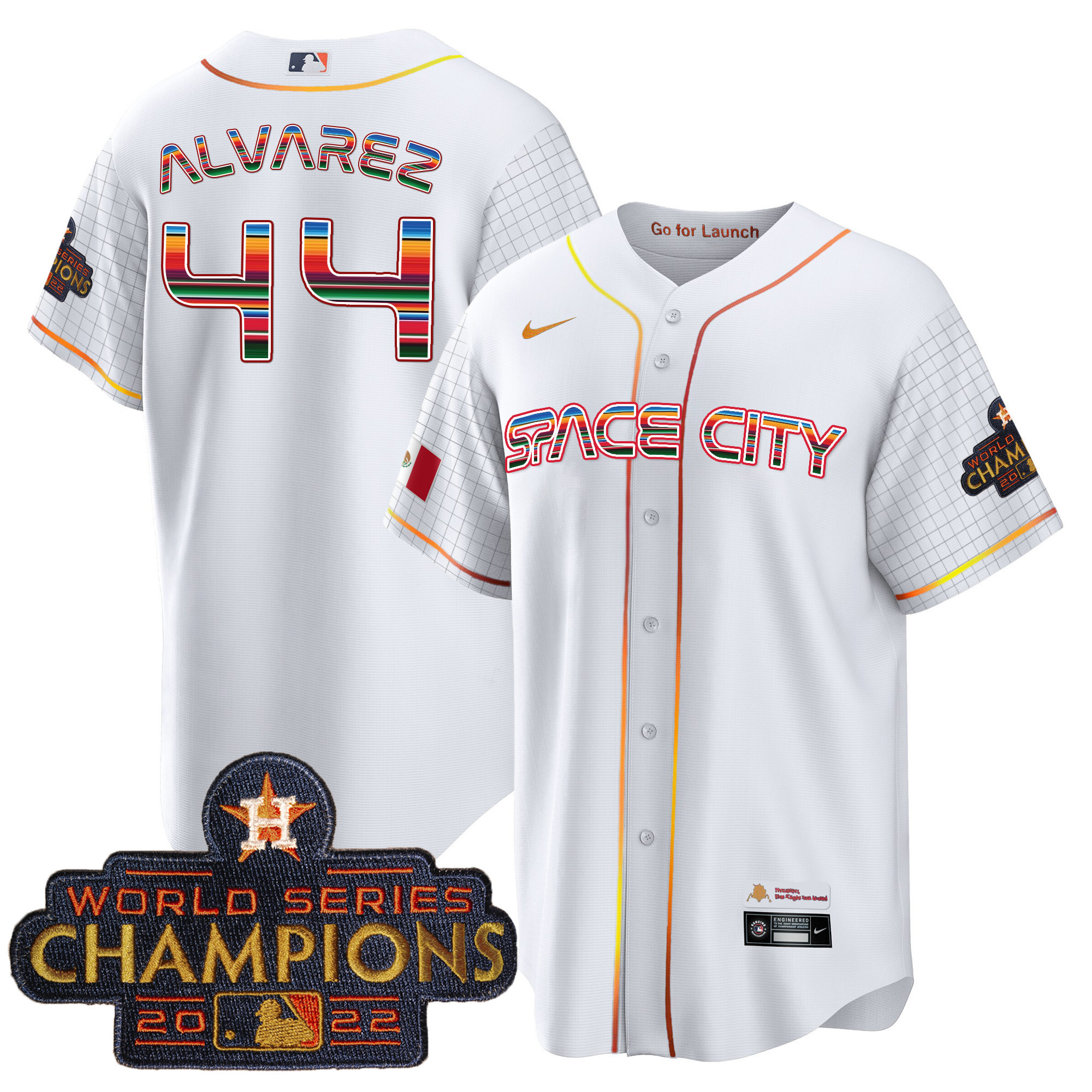 Men's Astros Space City Mexico Cool Base Jersey - All Stitched - Image 4