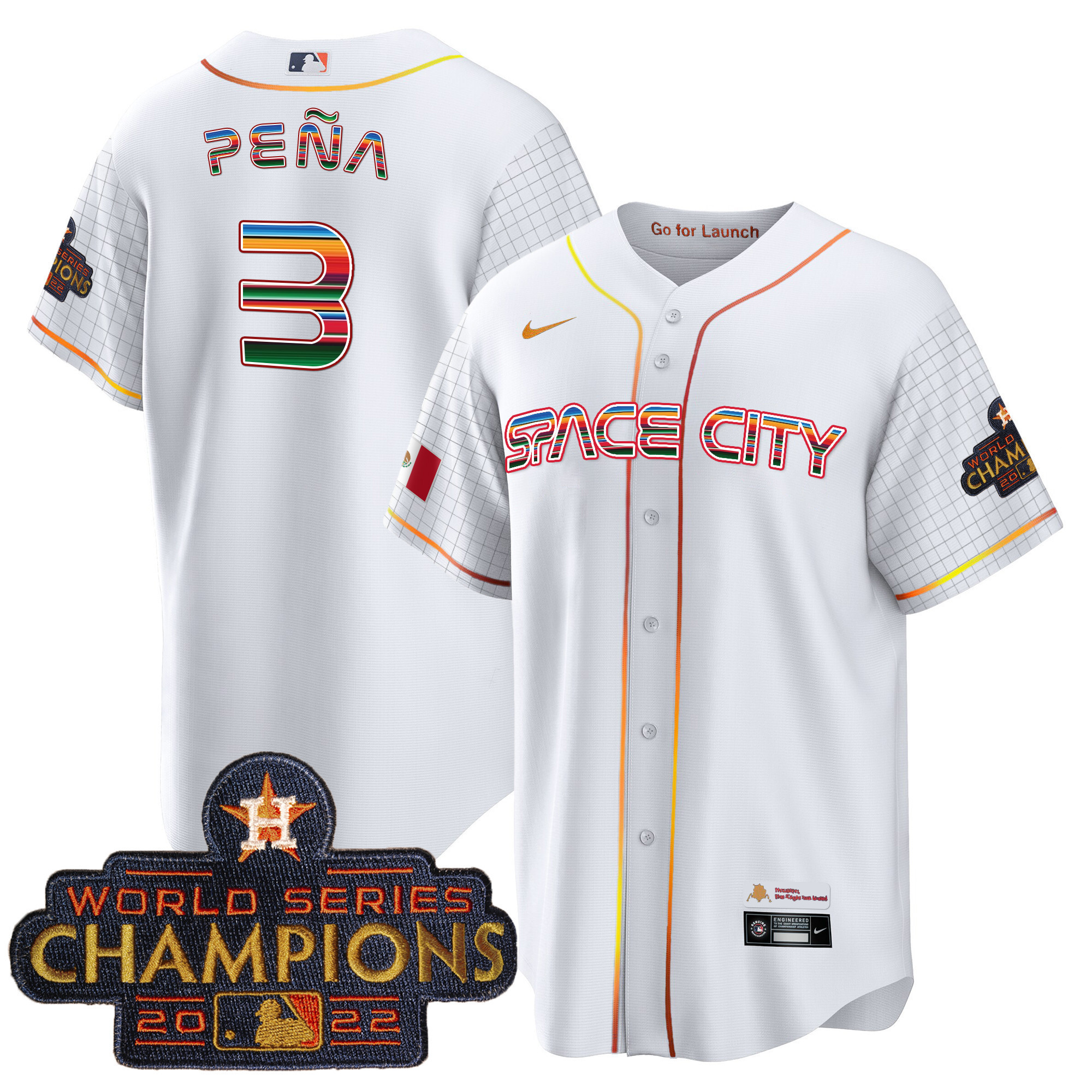 Men's Astros Space City Mexico Cool Base Jersey - All Stitched