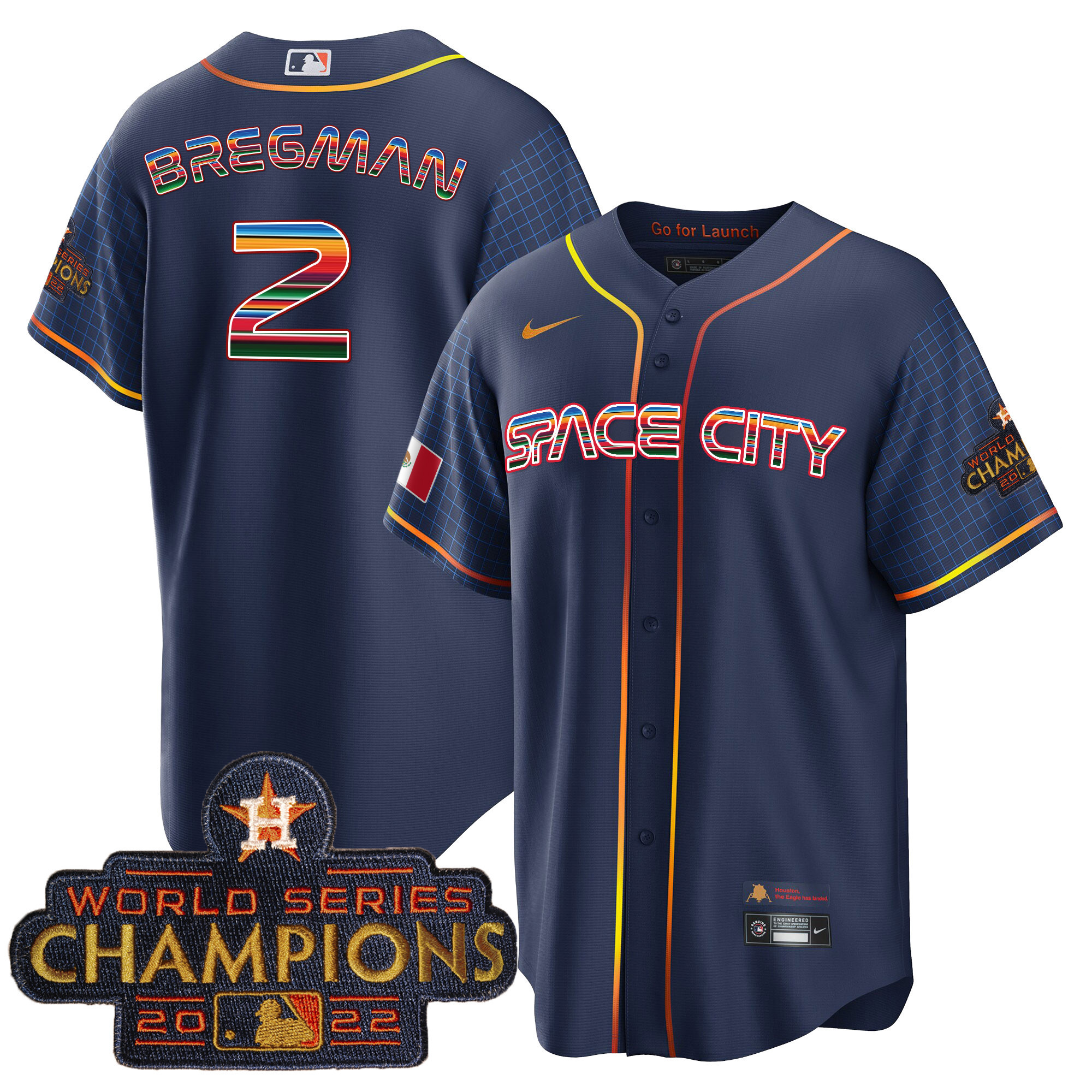 Men's Astros Space City Mexico Cool Base Jersey - All Stitched - Image 10