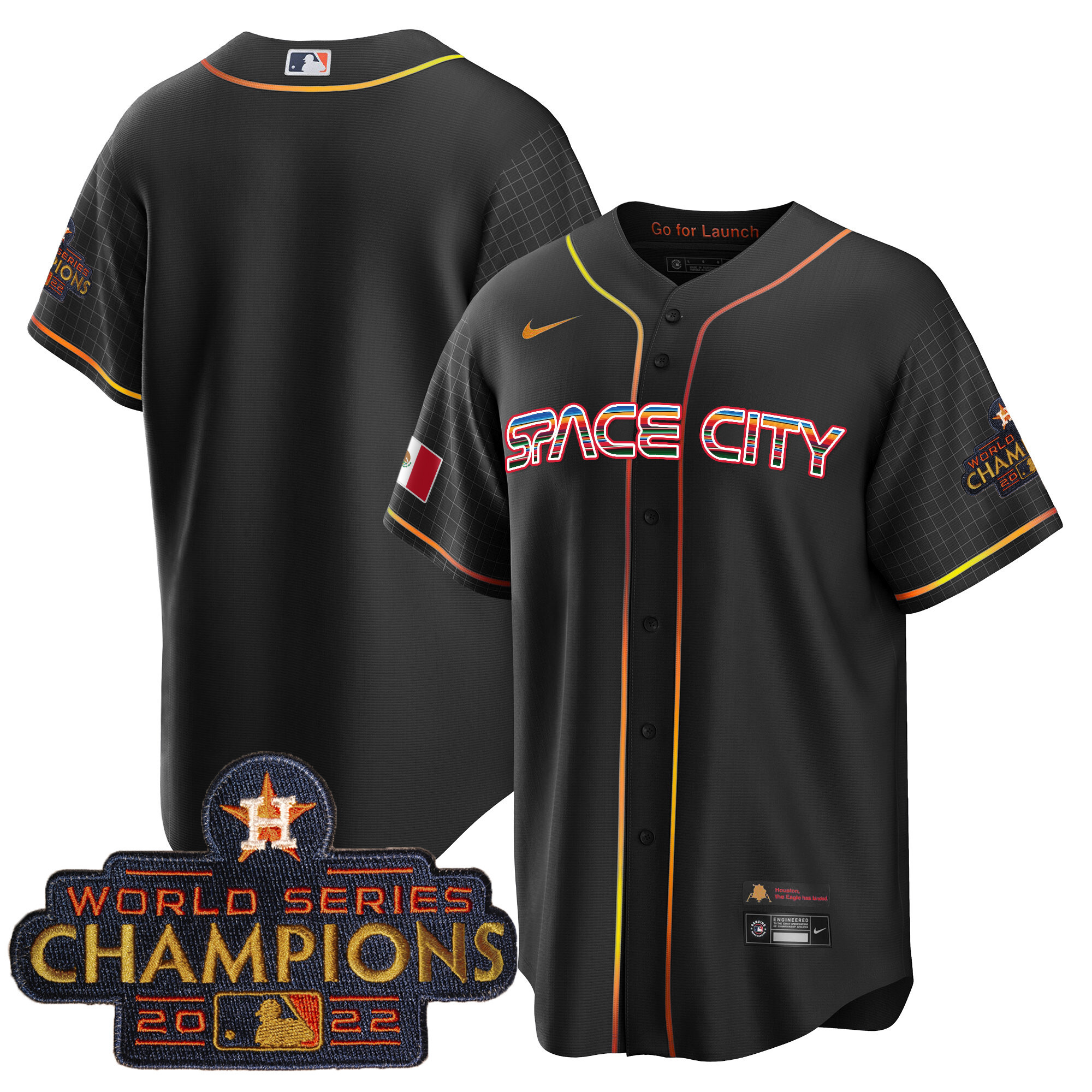 Men's Astros Space City Mexico Cool Base Jersey - All Stitched - Image 24