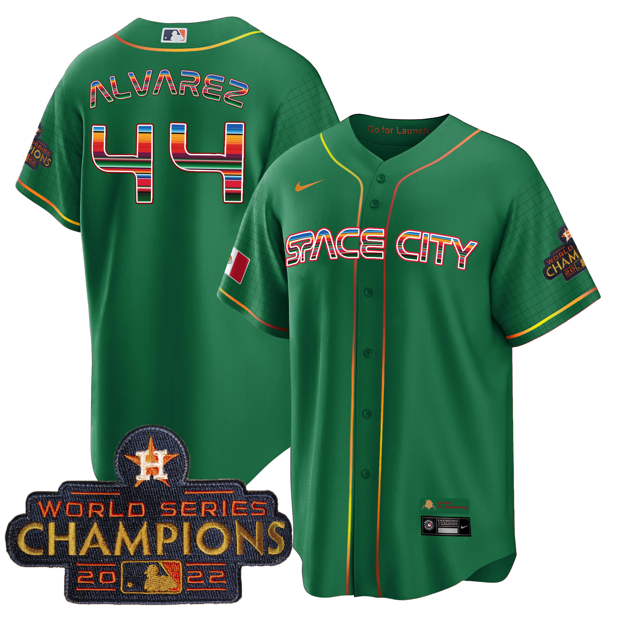 Men's Astros Space City Mexico Cool Base Jersey - All Stitched - Image 36