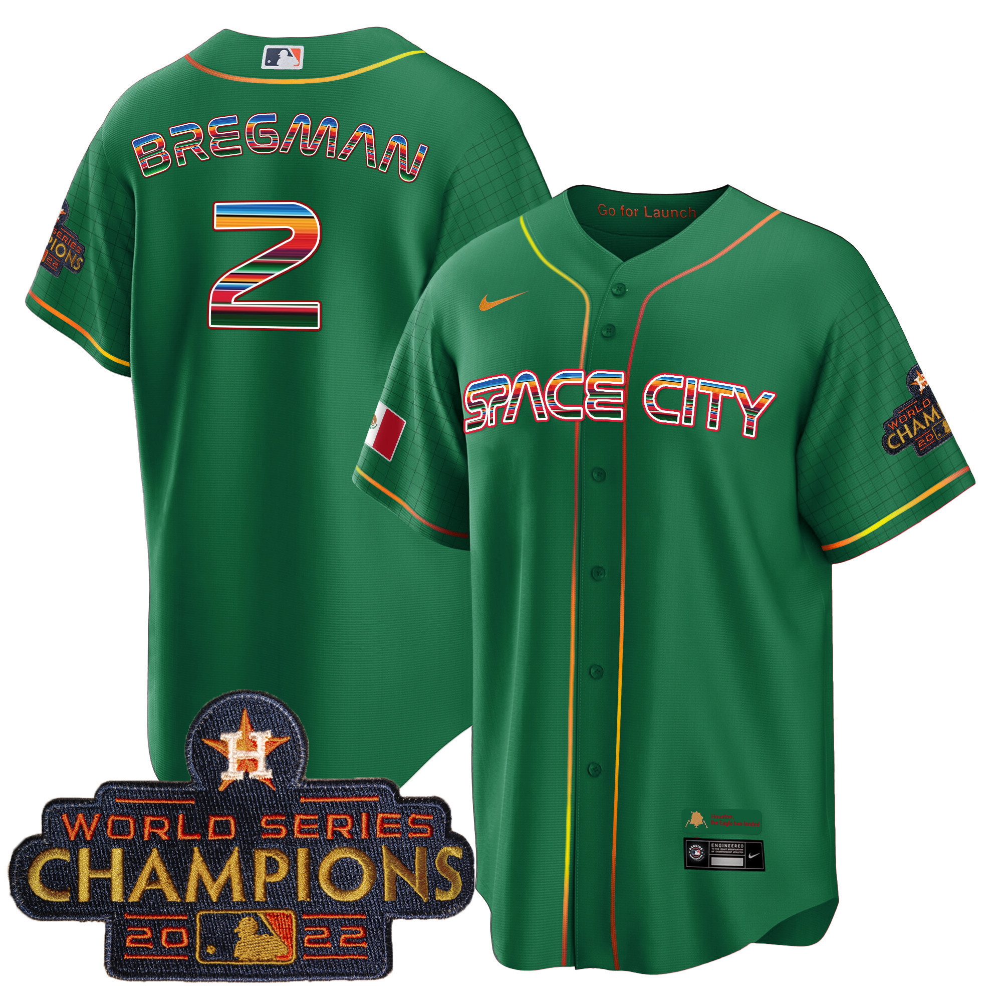 Men's Astros Space City Mexico Cool Base Jersey - All Stitched - Image 34