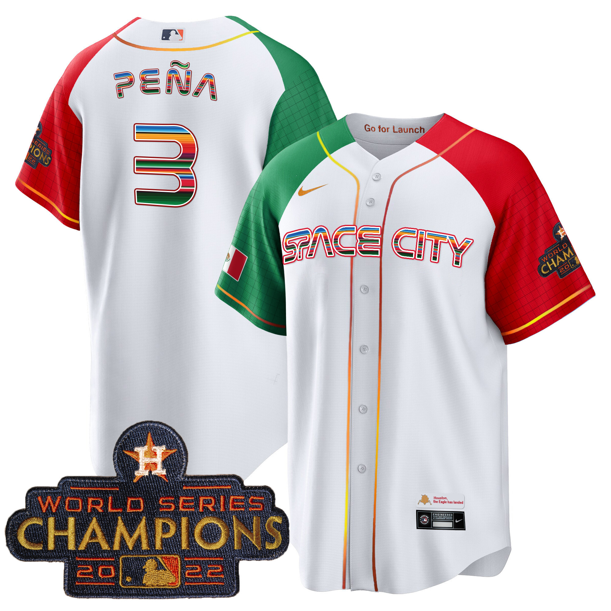 Men's Astros Space City Mexico Cool Base Jersey - All Stitched - Image 41