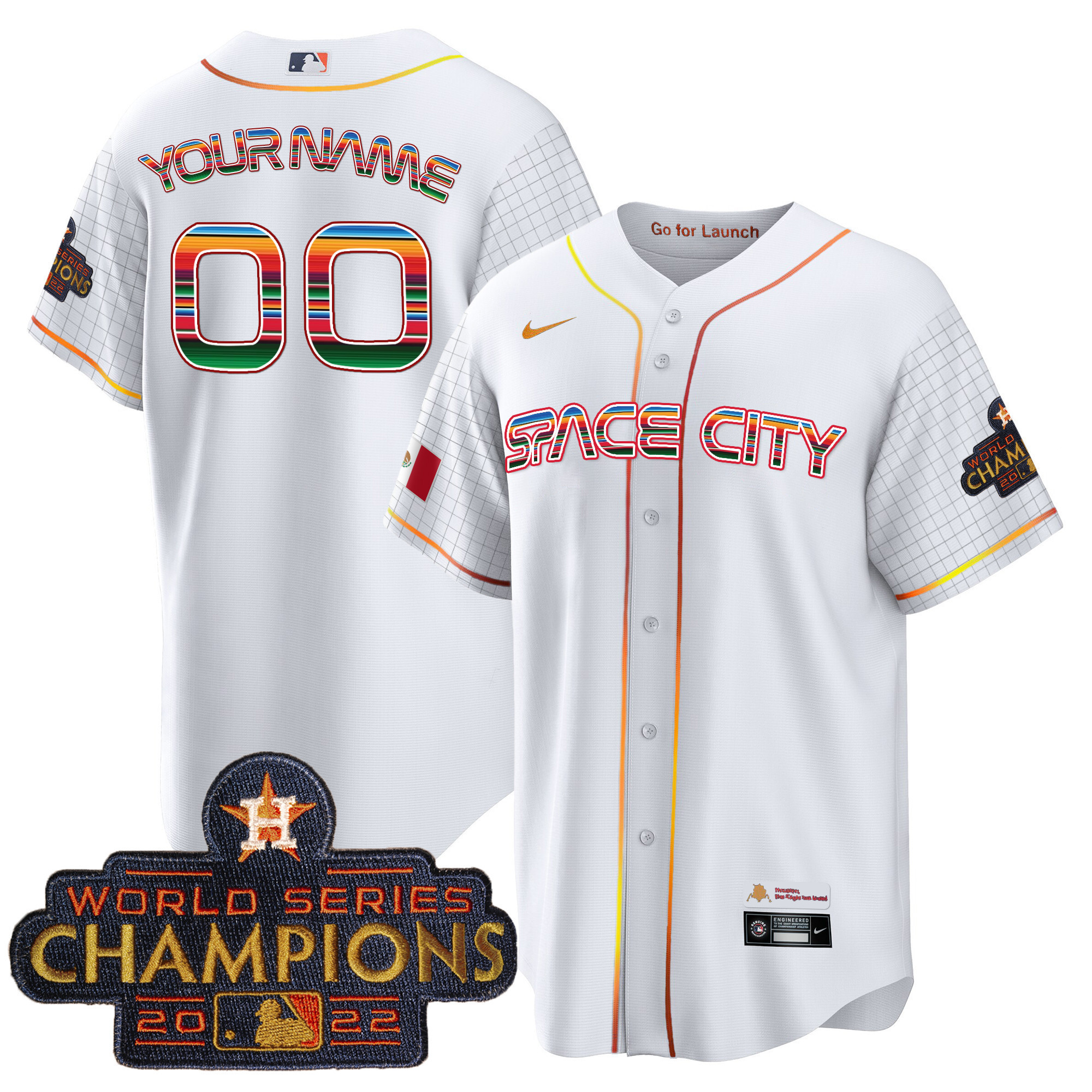 Astros Space City Mexico Cool Base Custom Jersey - All Stitched