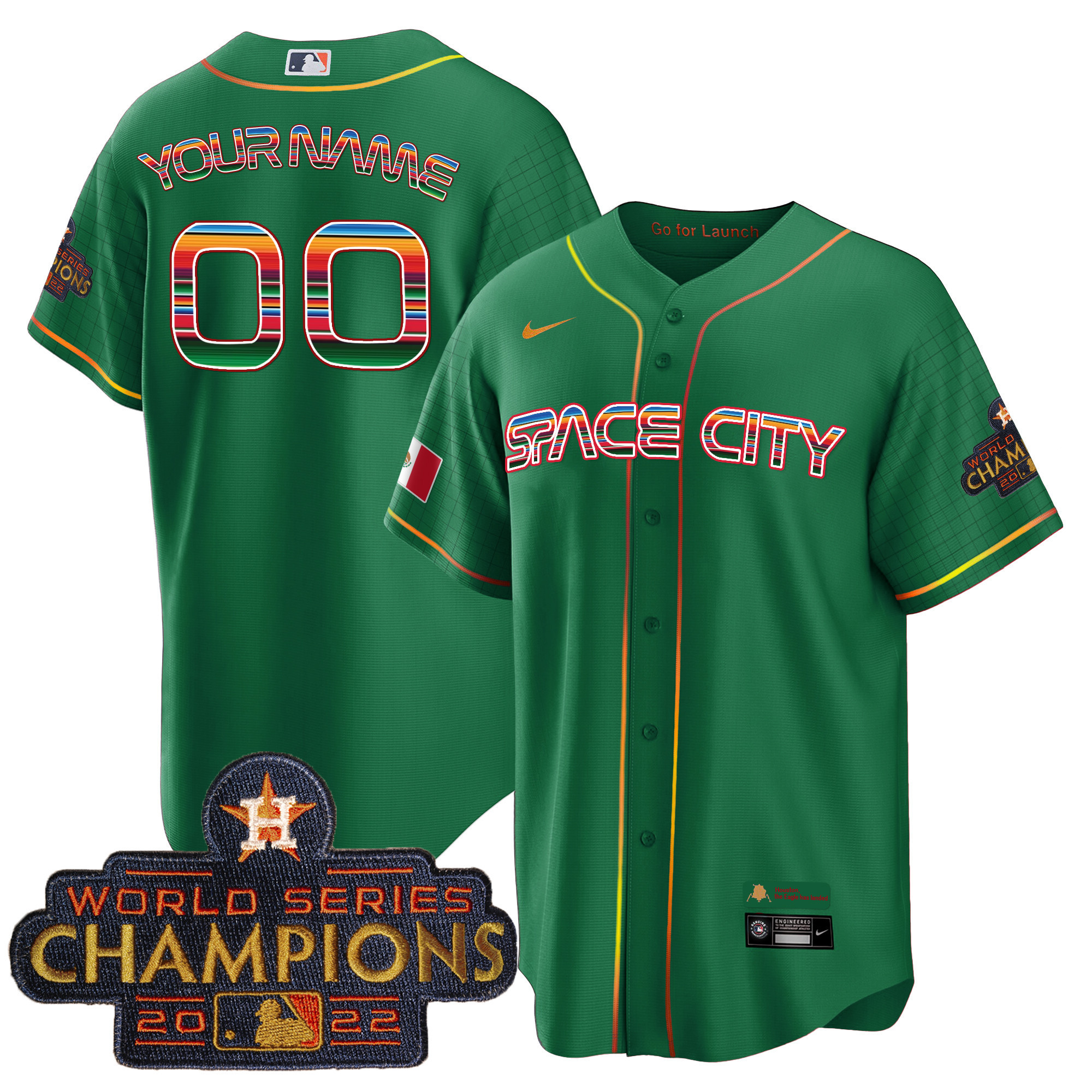 Astros Space City Mexico Cool Base Custom Jersey - All Stitched - Image 5