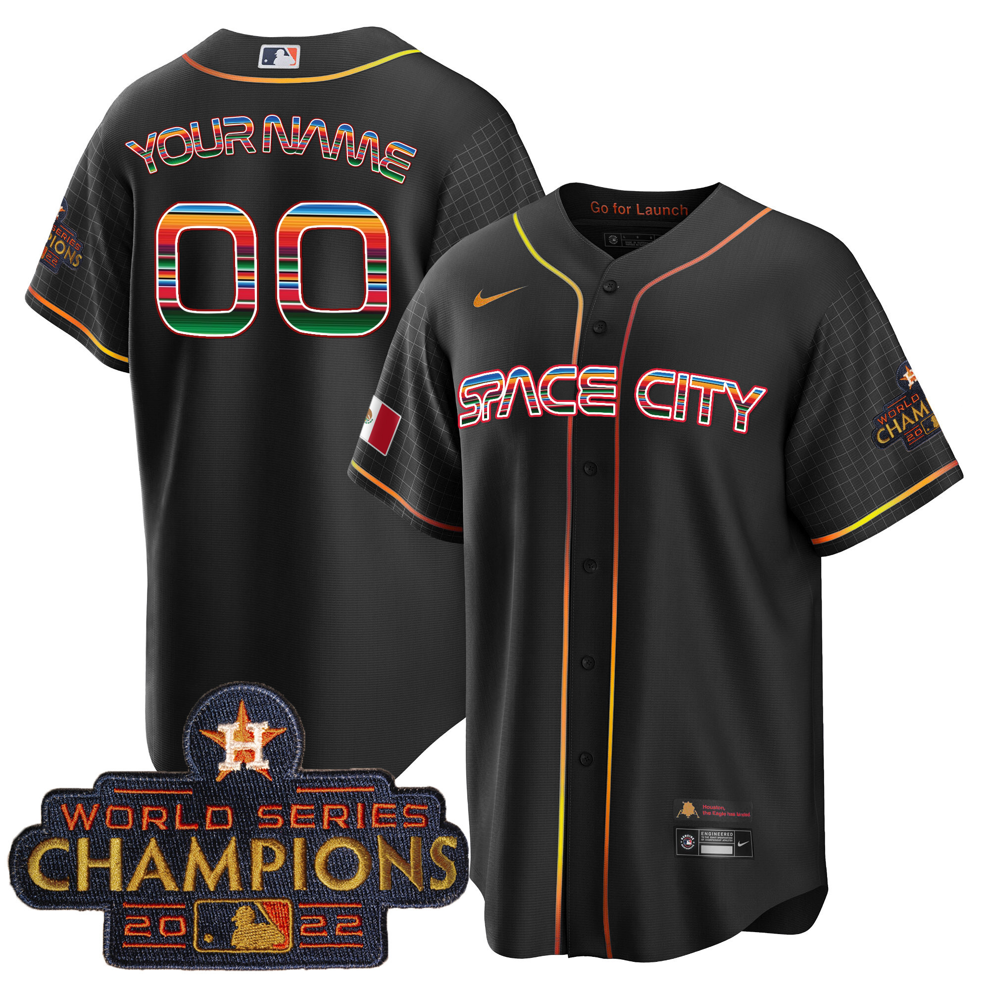 Astros Space City Mexico Cool Base Custom Jersey - All Stitched - Image 3