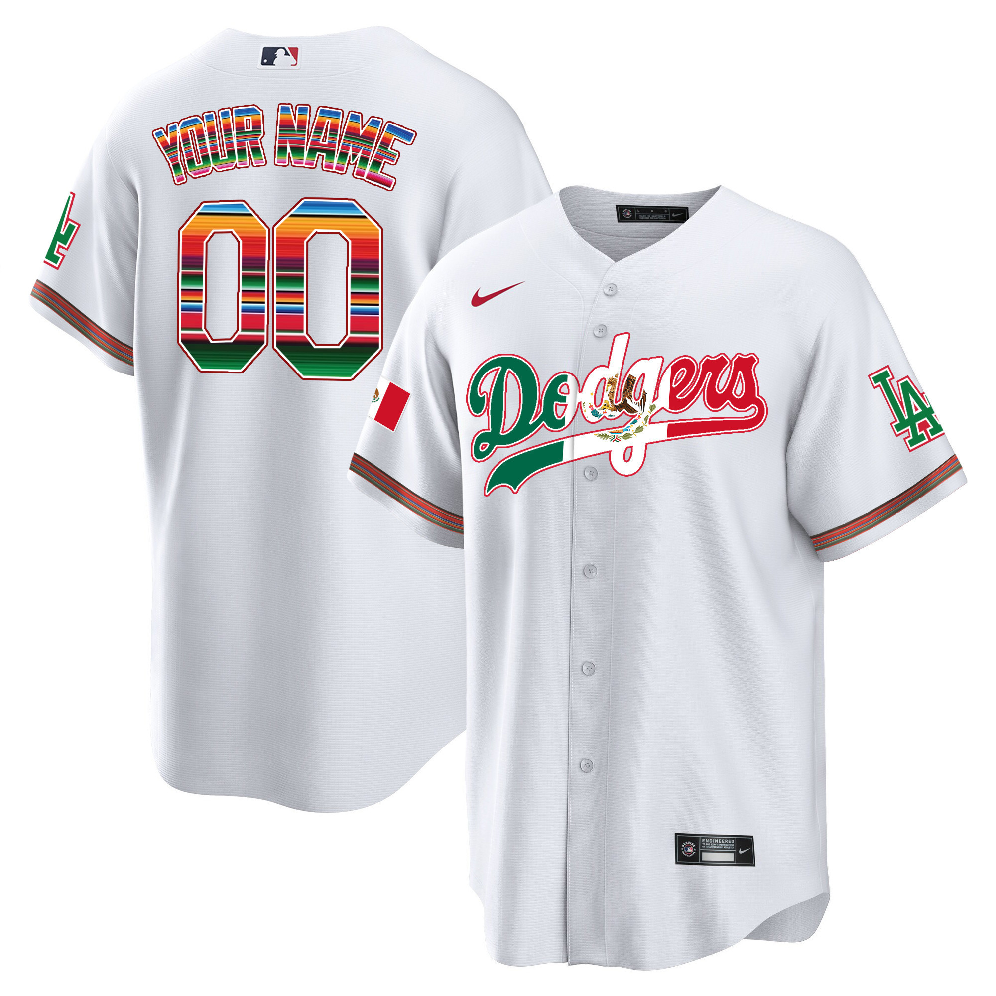 Dodgers Mexico Cool Base Limited Custom Jersey V4 - All Stitched