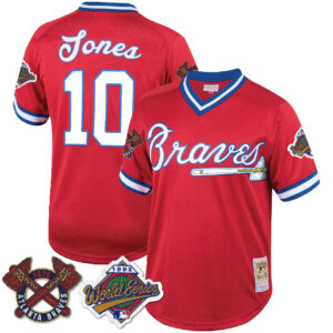 Chipper Jones Atlanta Braves Red Throwback Jersey - All Stitched