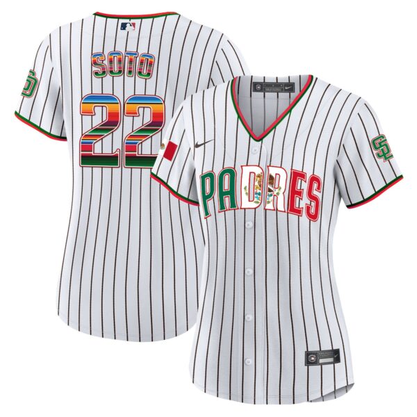Women's San Diego Padres Mexico Cool Base Limited Jersey V2 - All Stitched - Image 17