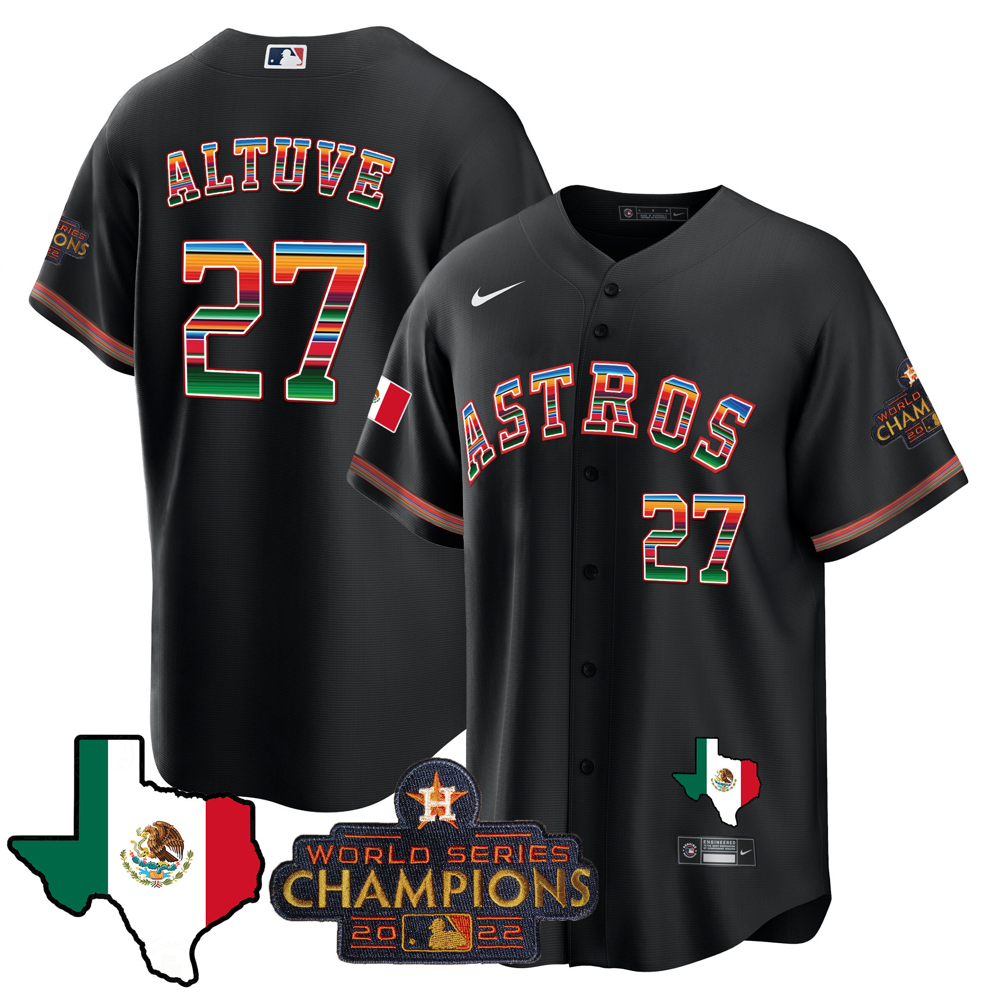 Men's Astros Mexico Texas Map Cool Base Jersey - All Stitched - Image 3