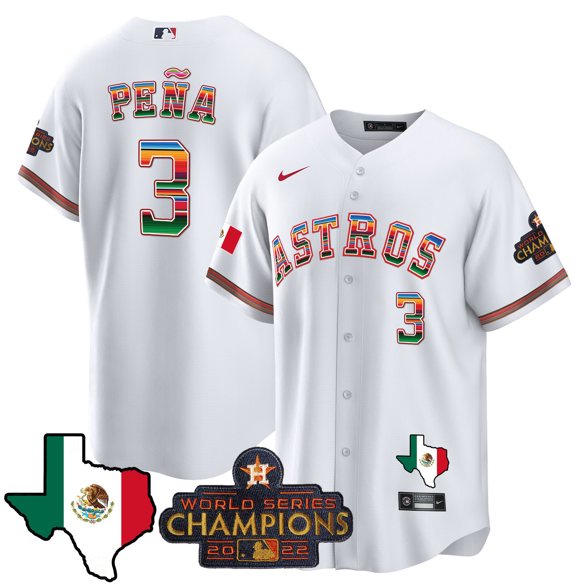 Men's Astros Mexico Texas Map Cool Base Jersey - All Stitched - Image 9